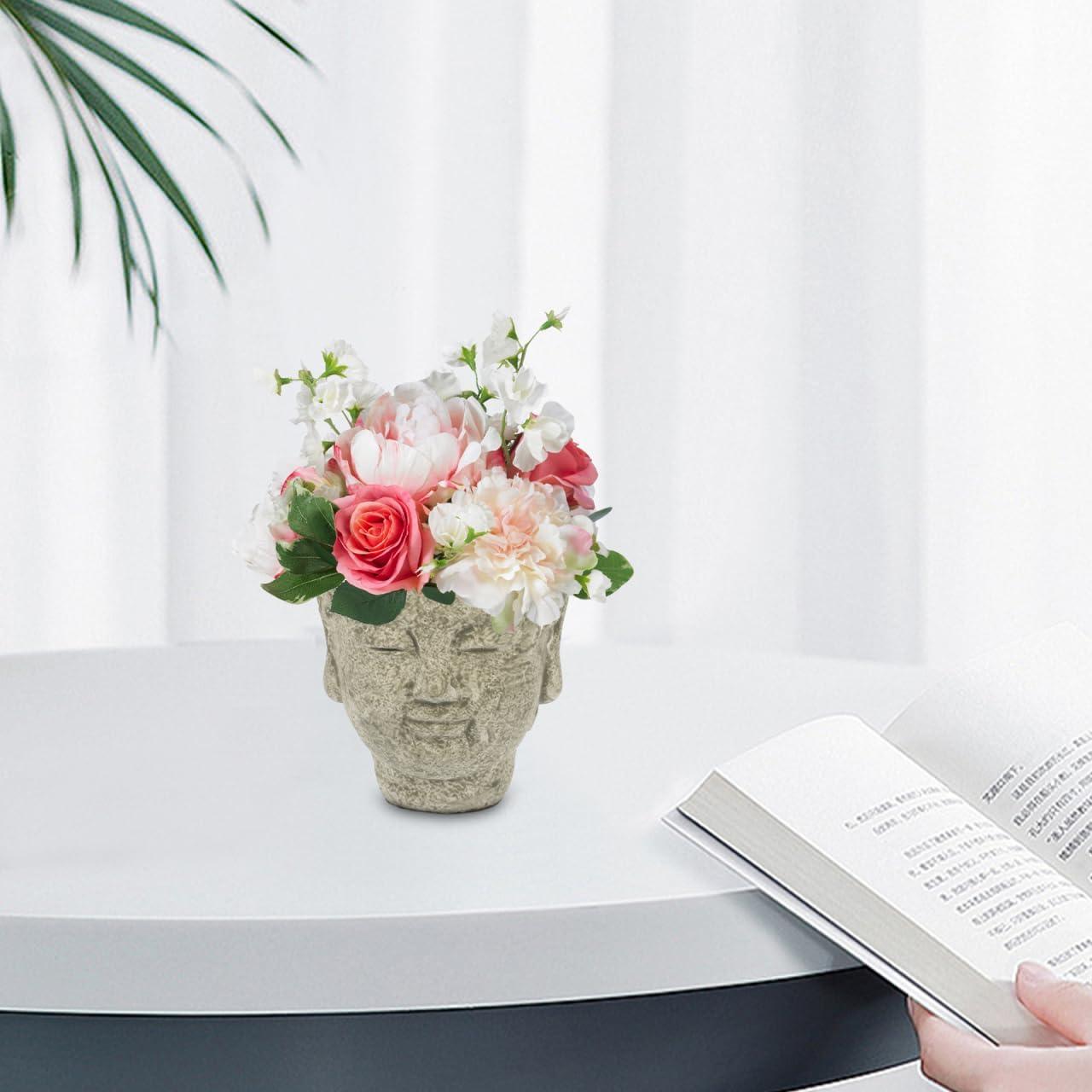 Maceta Buda de Cemento Yardwe 13x12 cm Decorativa Zen