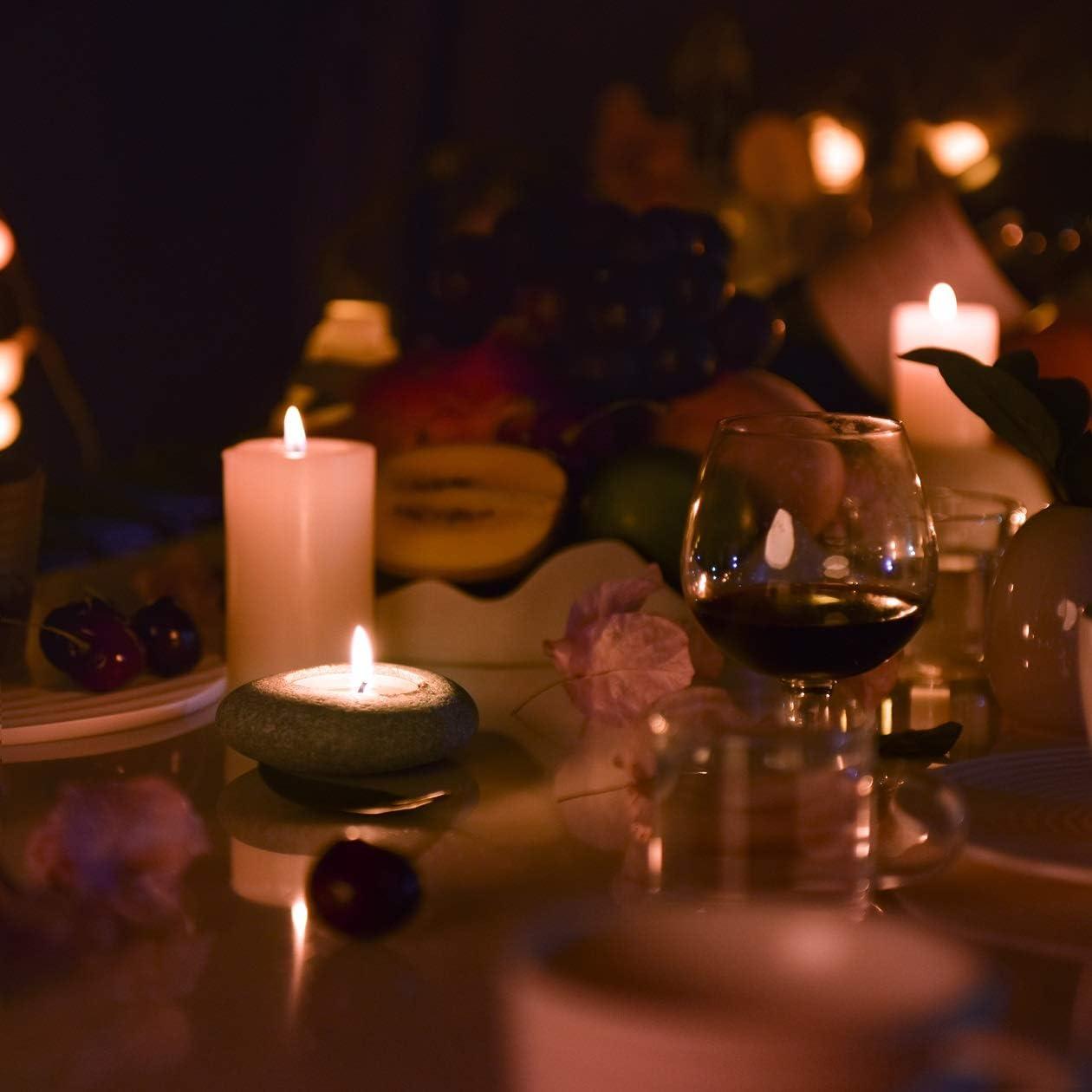 Portavelas de piedra artesanal ICNBUYS para jardín zen 3.81cm