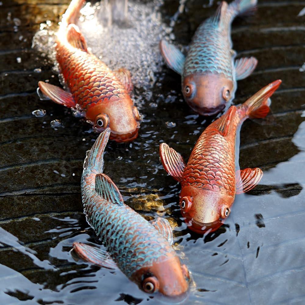 Estatuas de Peces Koi VKEVOC - Juego de 2 Resina Impermeable