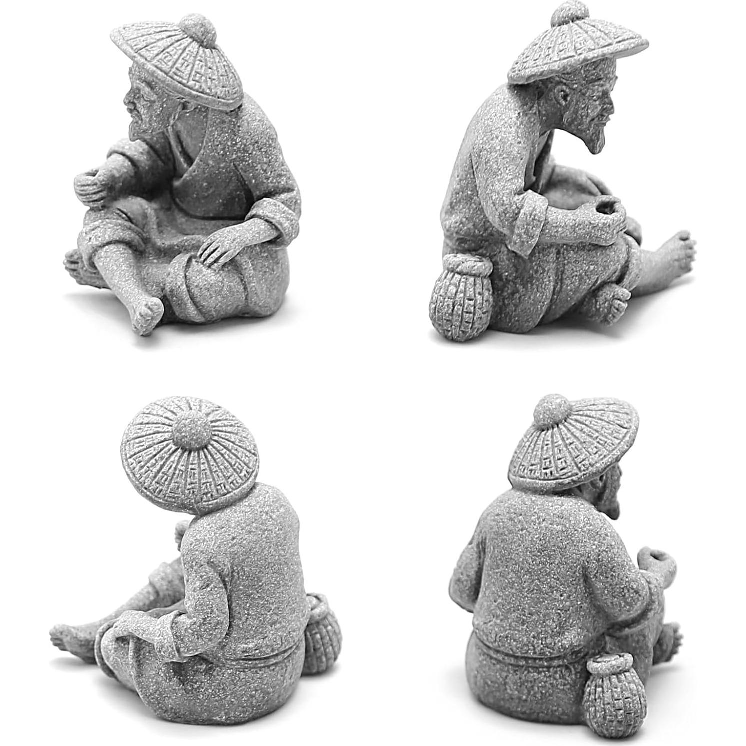 Estatuas de Pescadores en Arenisca DUZFOREI - Decoración Zen