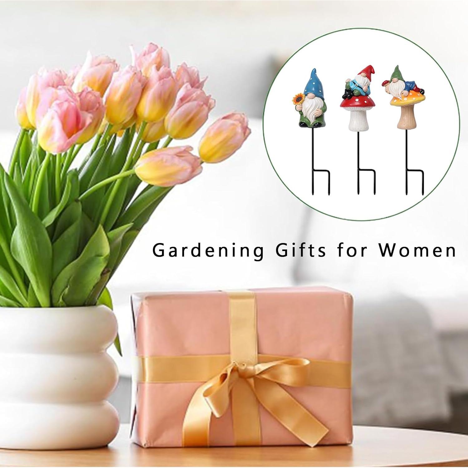 Estatuas de Gnomo de Jardín Ovewios 3PCS Resina Decoración Exterior