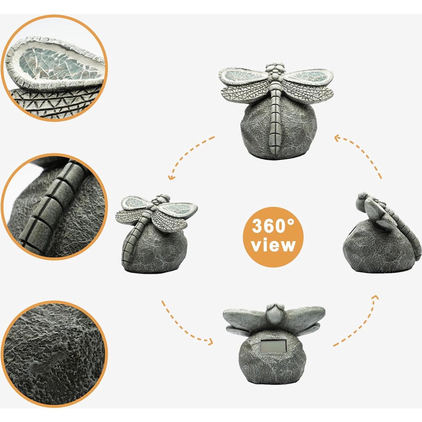 Estatua de Jardín Libélula Solar Rezpuao - Decoración Exterior