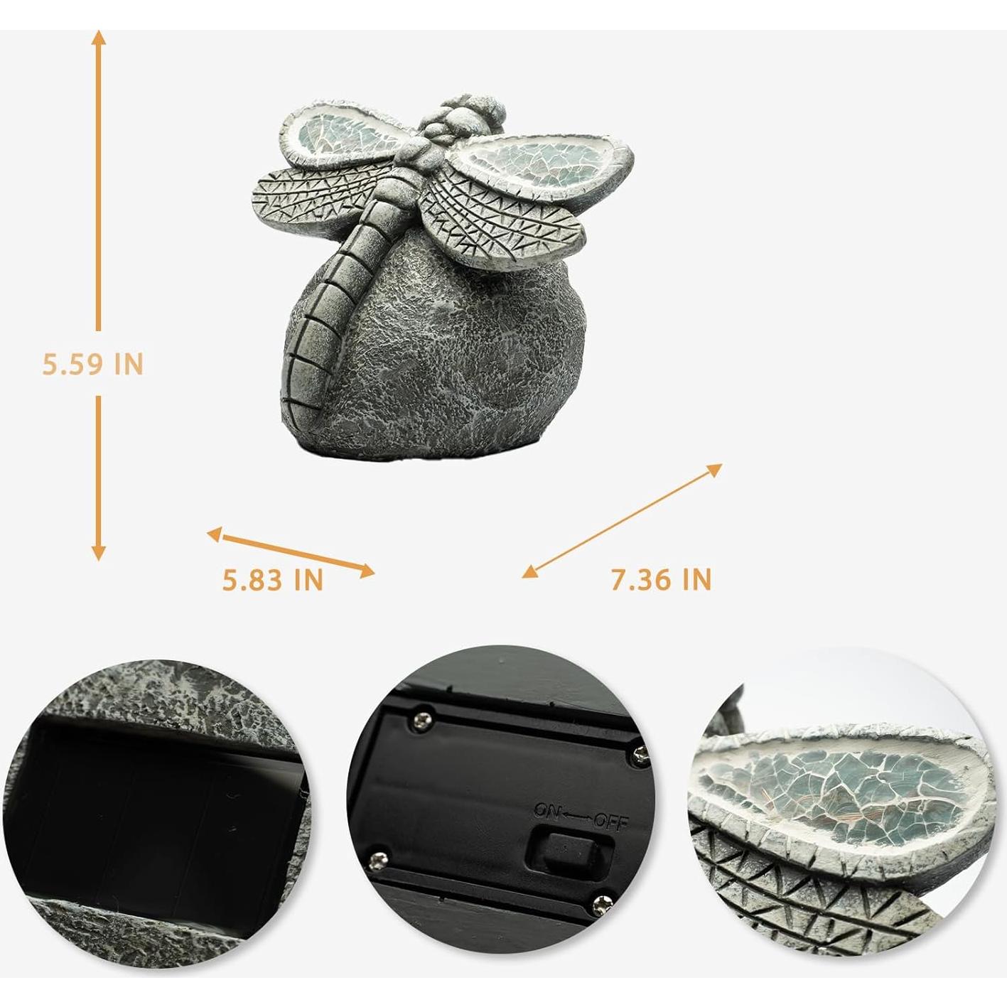 Estatua de Jardín Libélula Solar Rezpuao - Decoración Exterior