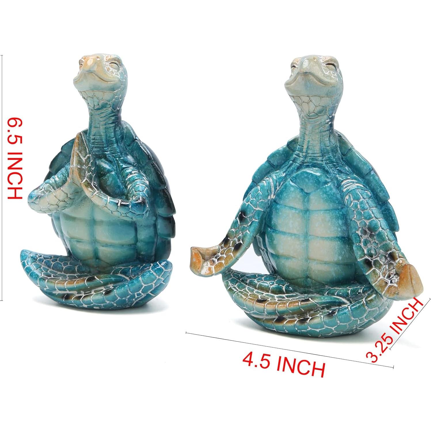 Estatuas de Tortuga Marina Meditativa de Resina Ecológica - 2 Piezas