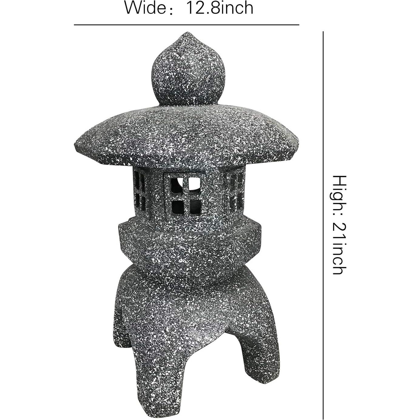 Estatua de Jardín Pagoda LED Solar OUSHUAI 53.3 cm Resina