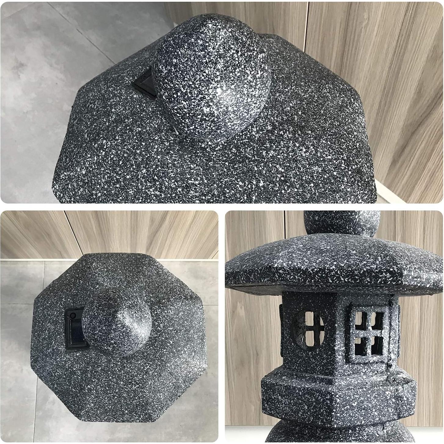 Estatua de Jardín Pagoda LED Solar OUSHUAI 53.3 cm Resina