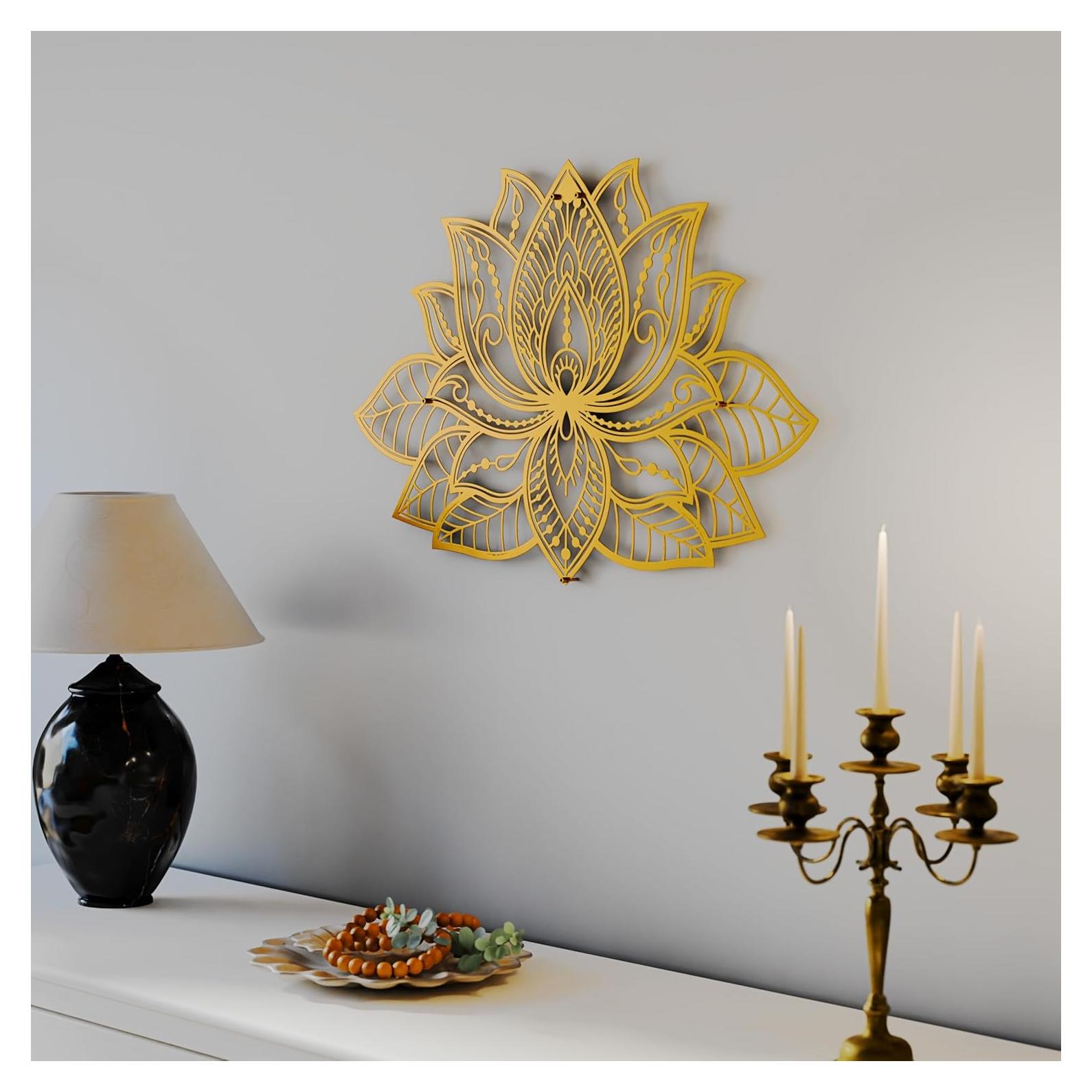 Mandala de Pared Iwa Concept Flor de Loto 43x27.5cm Dorado