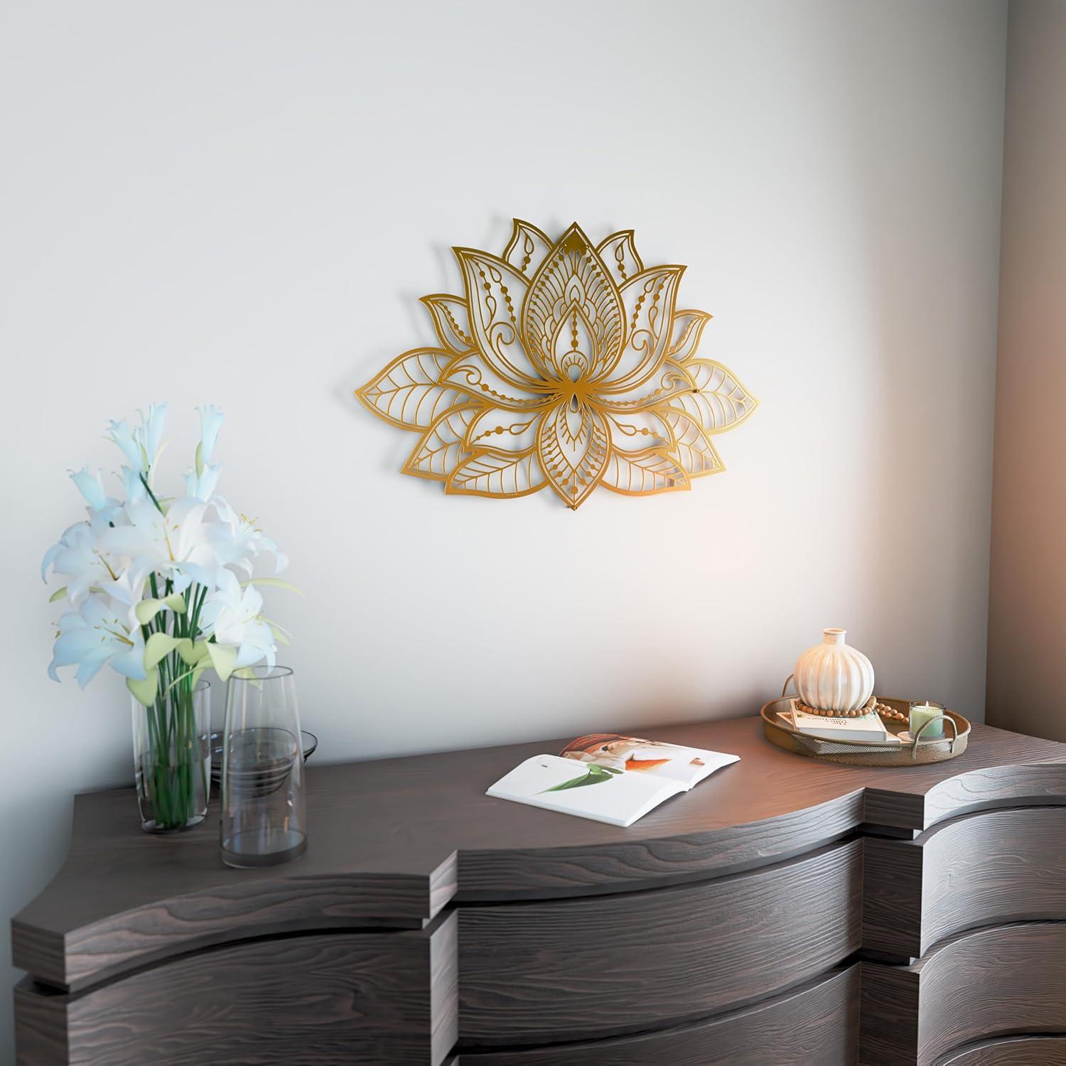 Mandala de Pared Iwa Concept Flor de Loto 43x27.5cm Dorado