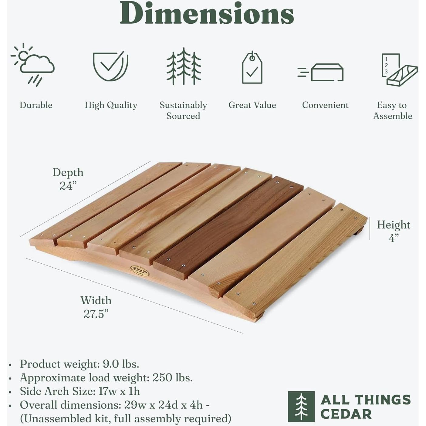 Puente de Jardín de Madera All Things Cedar 0.61 m Natural