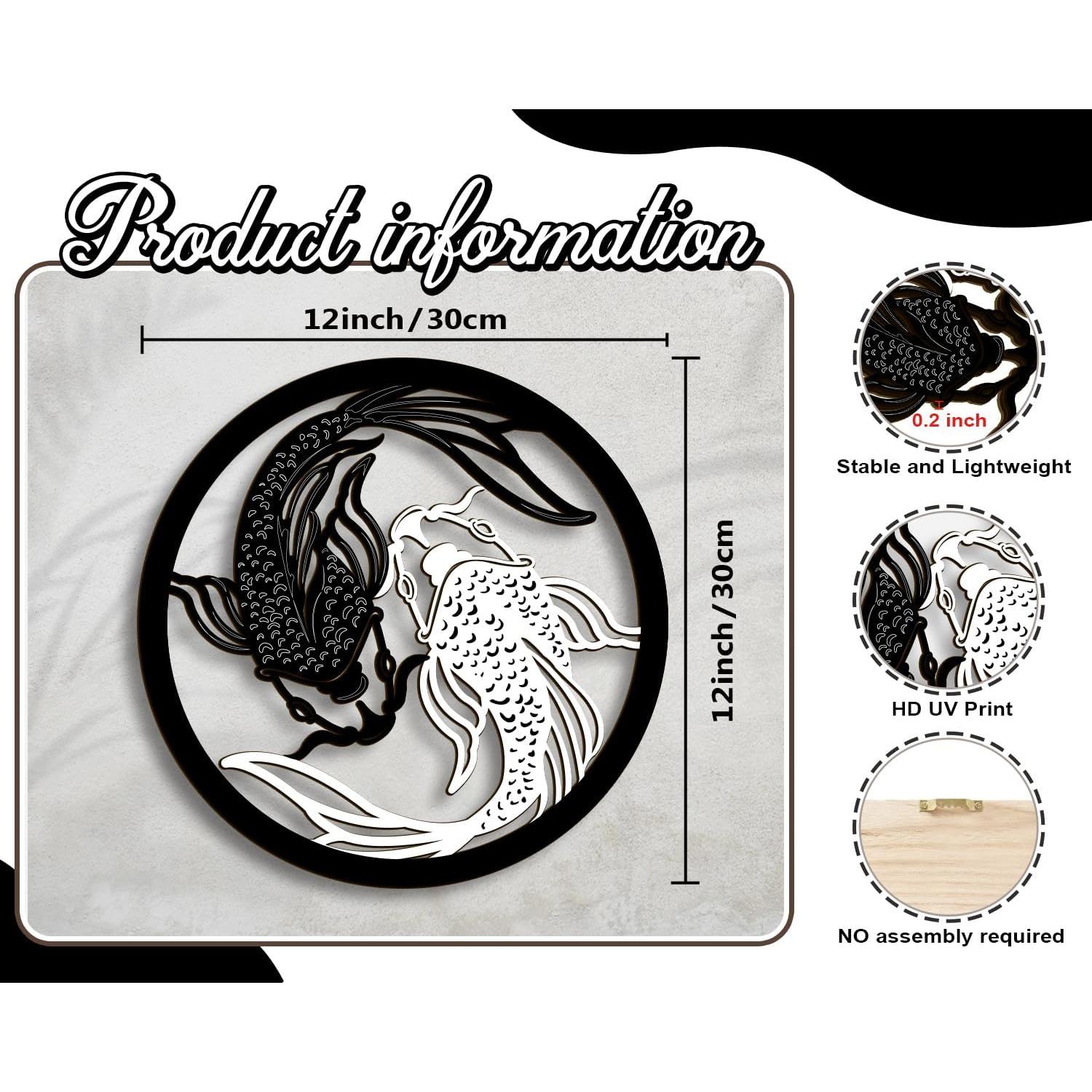 Arte de Pared Zen Creoate Pescado Koi Madera 30x30cm