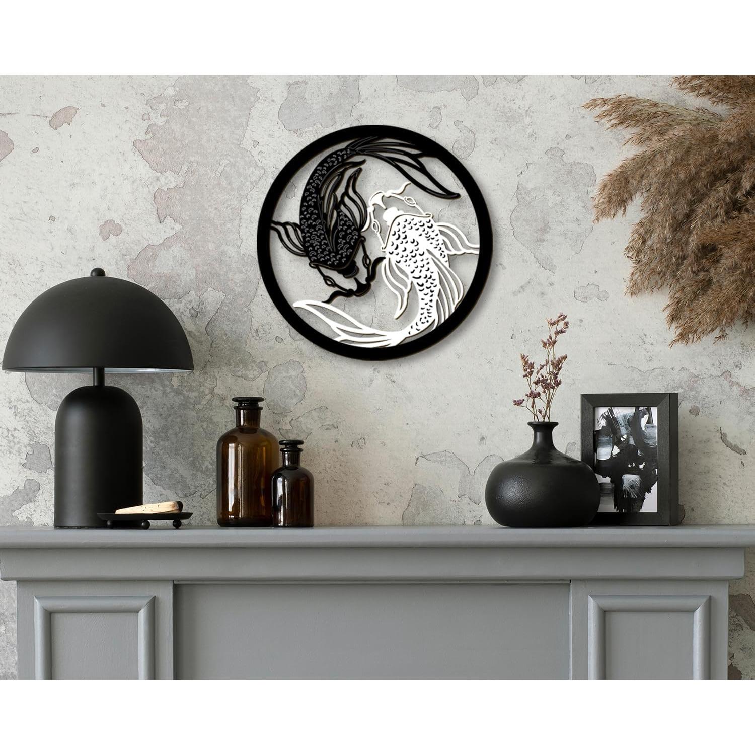 Arte de Pared Zen Creoate Pescado Koi Madera 30x30cm