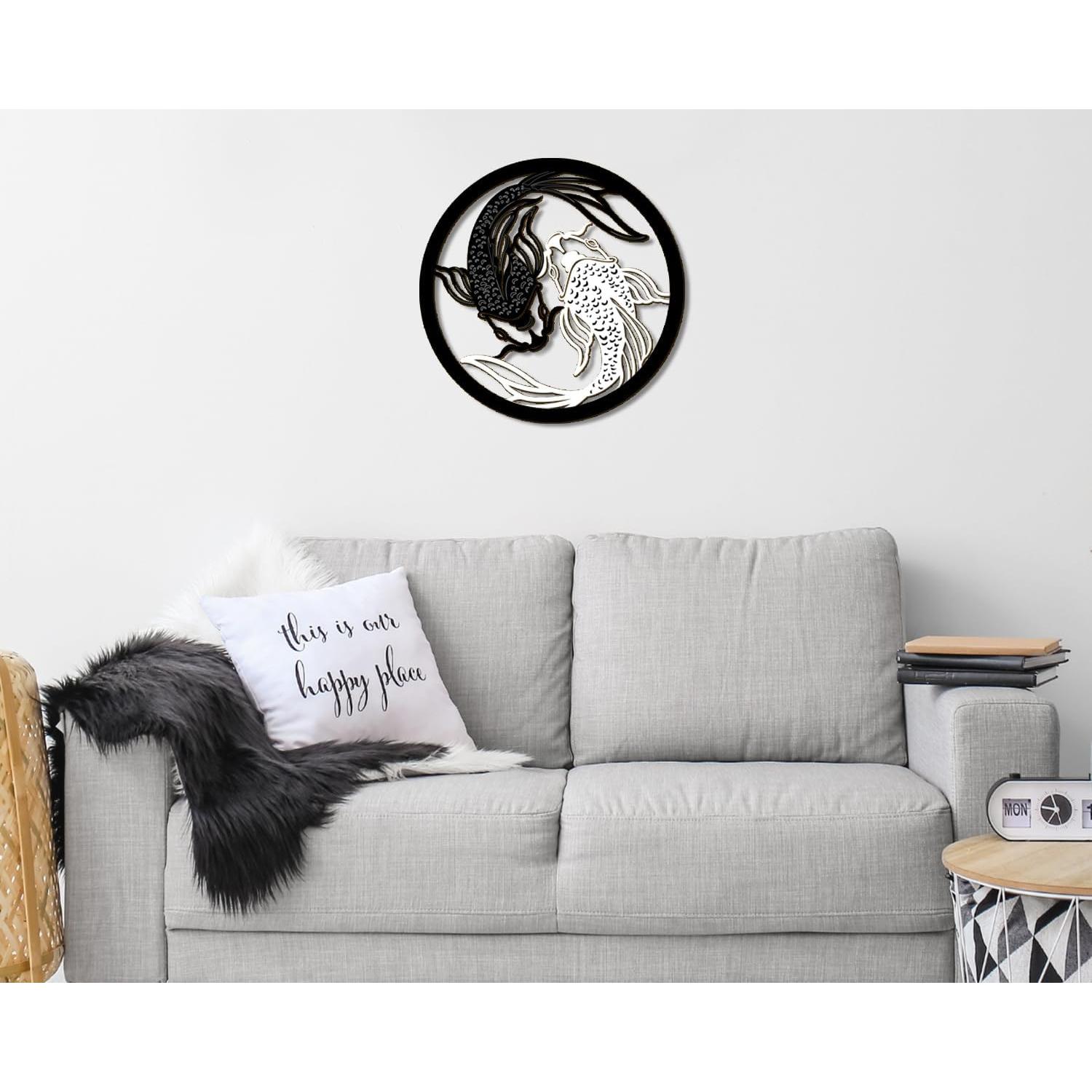 Arte de Pared Zen Creoate Pescado Koi Madera 30x30cm