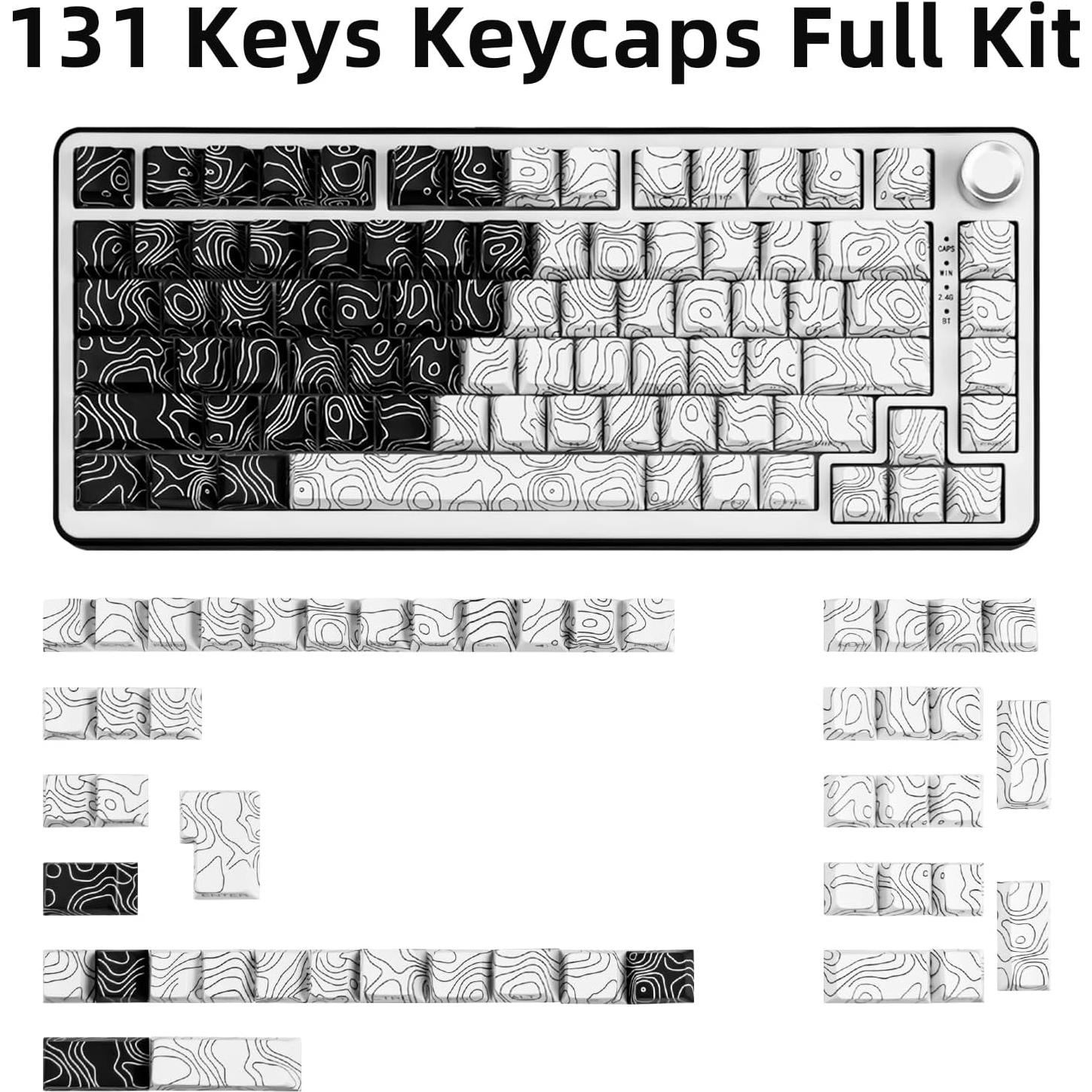 Conjunto de Teclas Mecánicas PBT GEKUCAP 131 Teclas Cherry Negro/Blanco