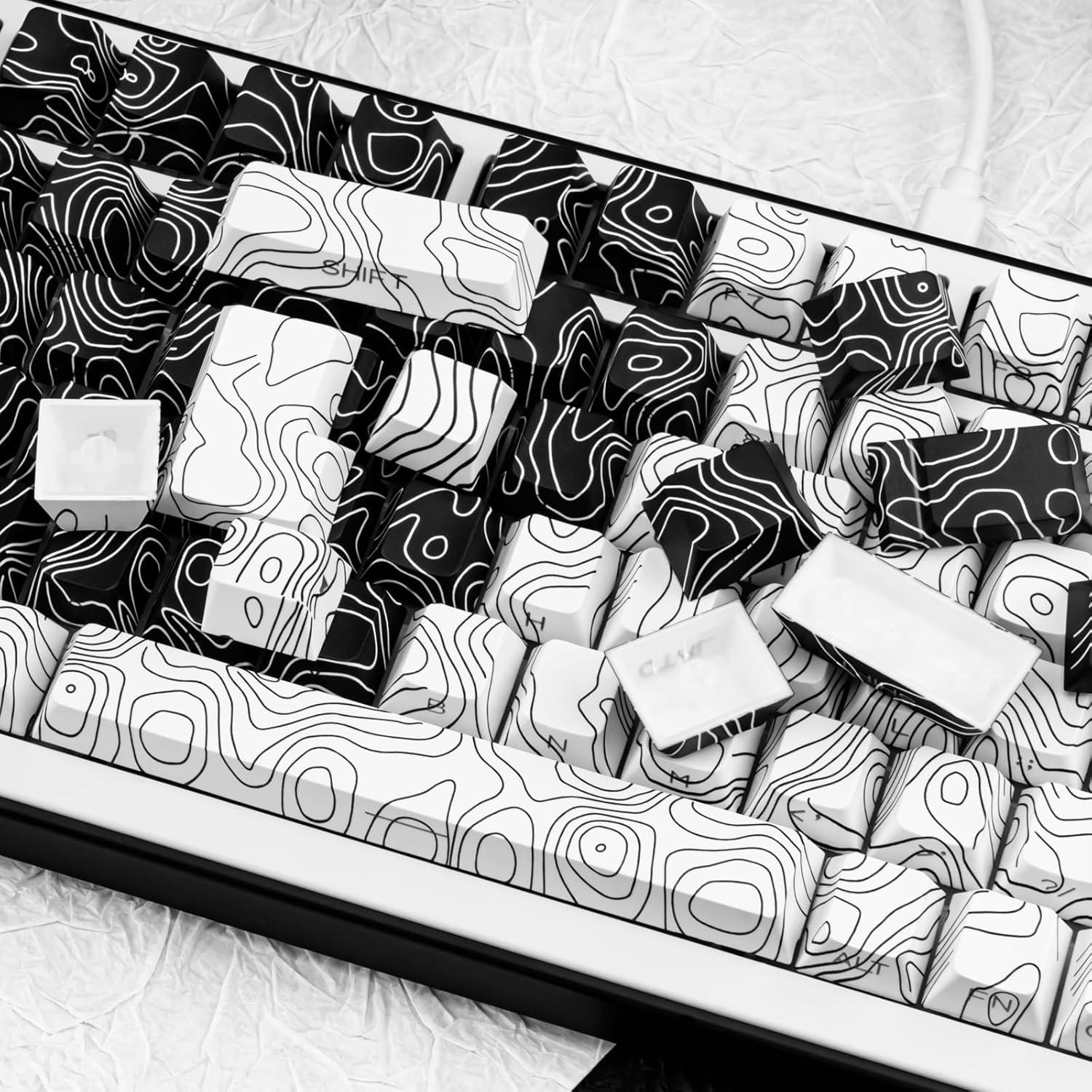 Conjunto de Teclas Mecánicas PBT GEKUCAP 131 Teclas Cherry Negro/Blanco