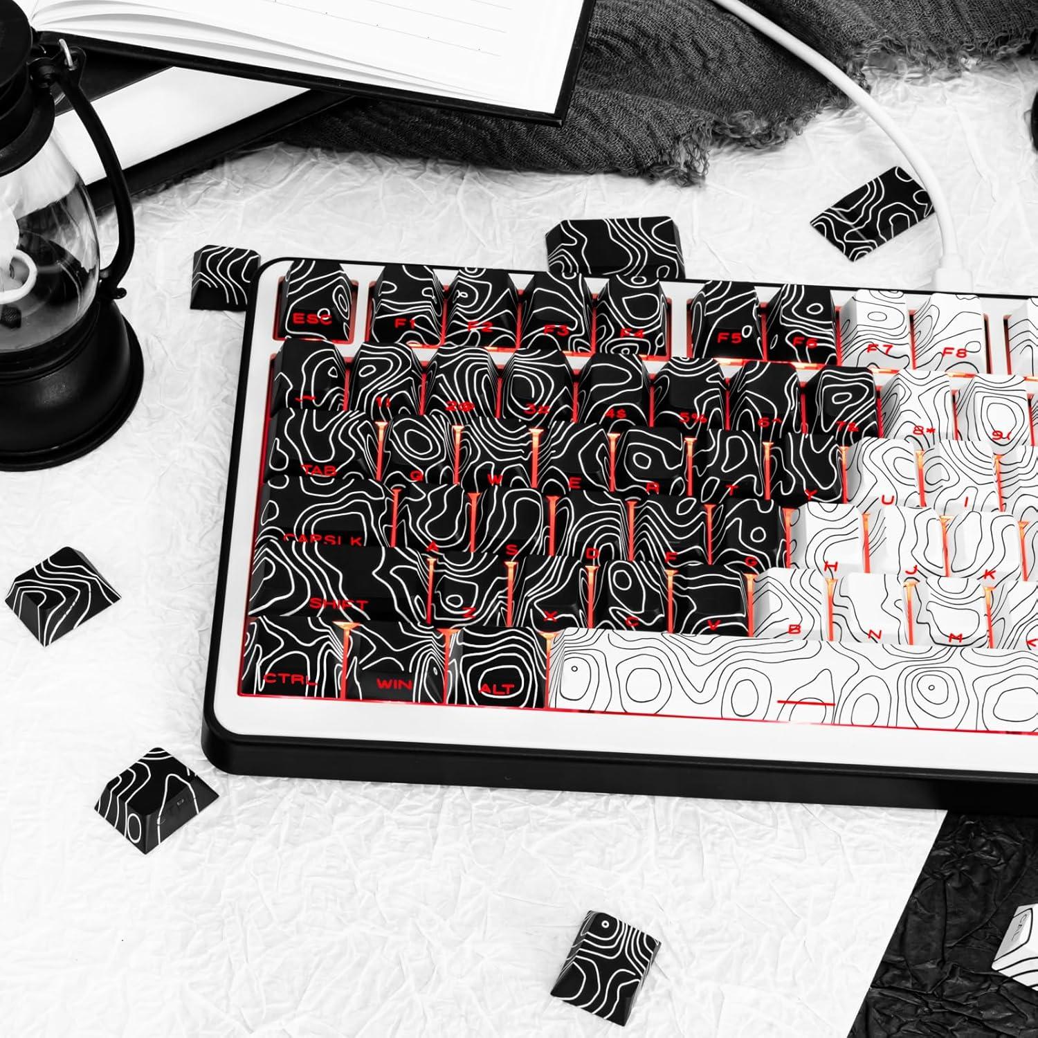 Conjunto de Teclas Mecánicas PBT GEKUCAP 131 Teclas Cherry Negro/Blanco