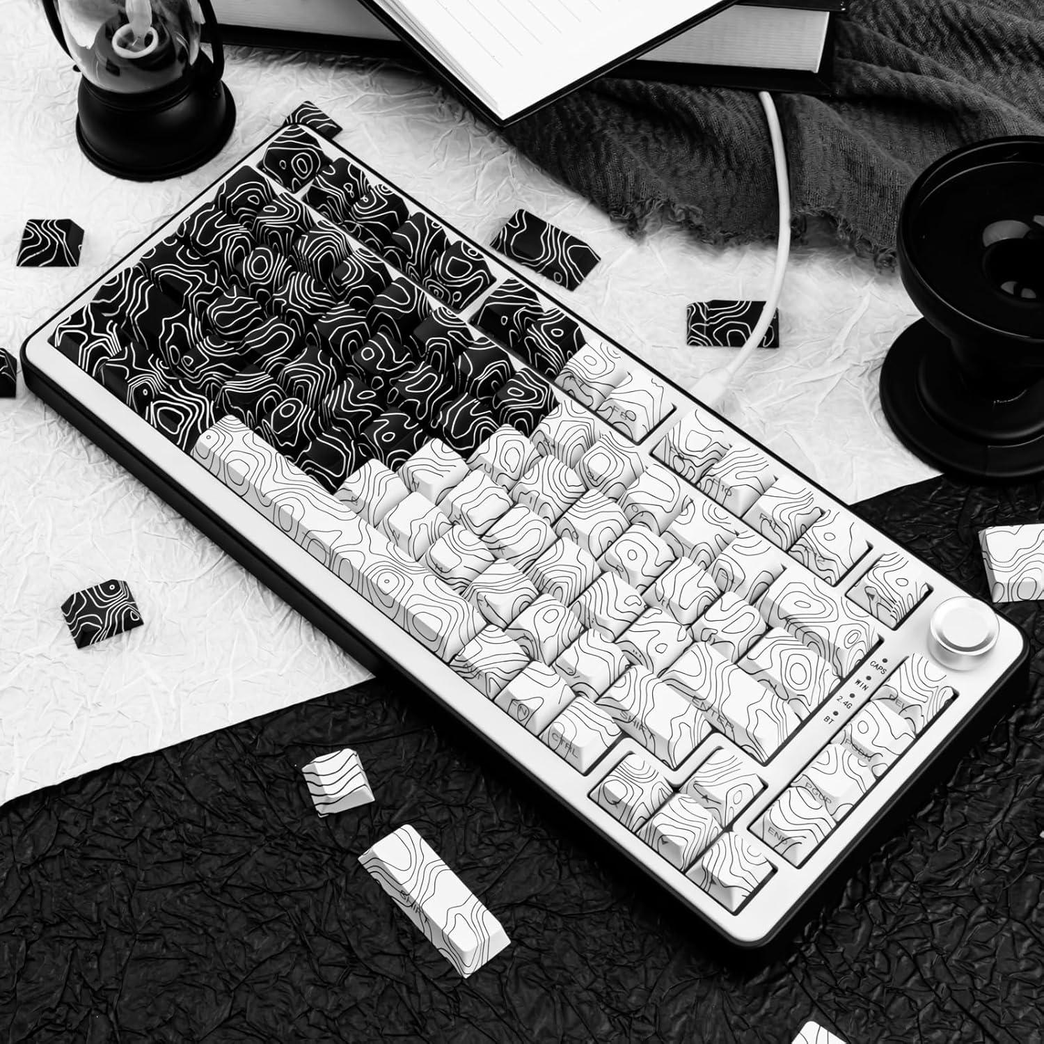 Conjunto de Teclas Mecánicas PBT GEKUCAP 131 Teclas Cherry Negro/Blanco