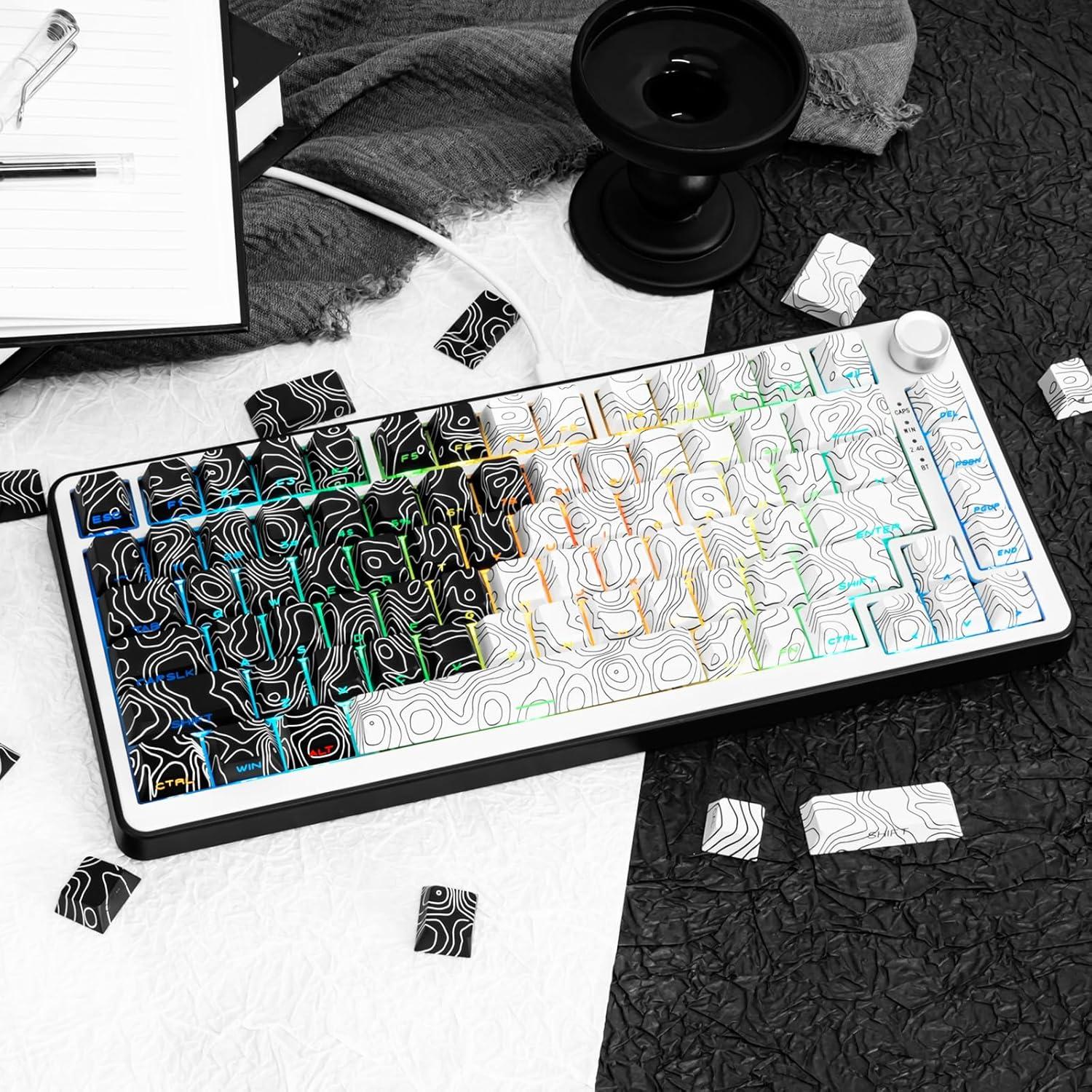 Conjunto de Teclas Mecánicas PBT GEKUCAP 131 Teclas Cherry Negro/Blanco