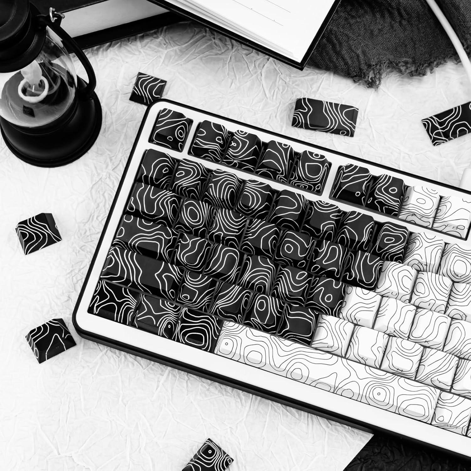 Conjunto de Teclas Mecánicas PBT GEKUCAP 131 Teclas Cherry Negro/Blanco