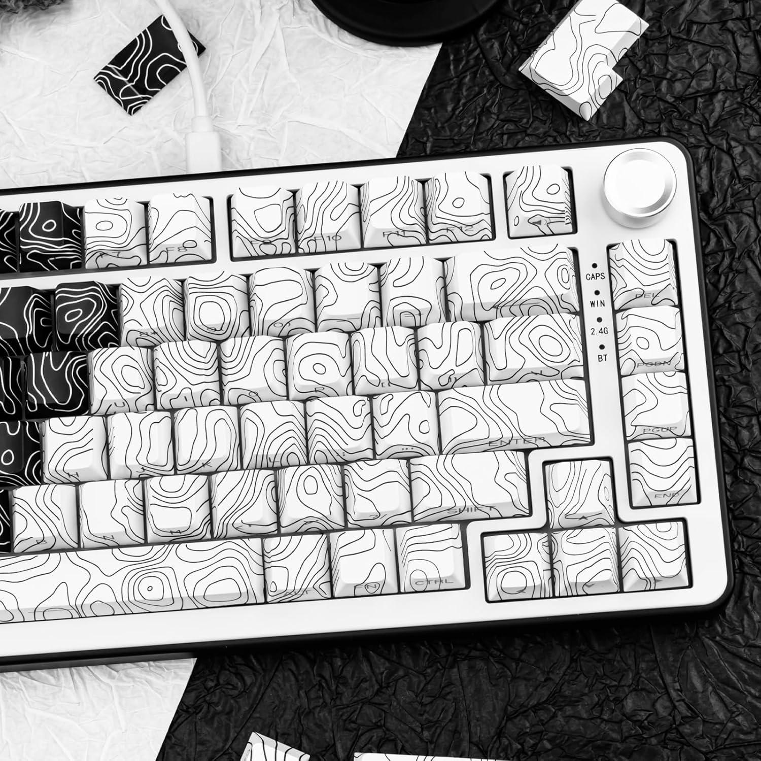 Conjunto de Teclas Mecánicas PBT GEKUCAP 131 Teclas Cherry Negro/Blanco