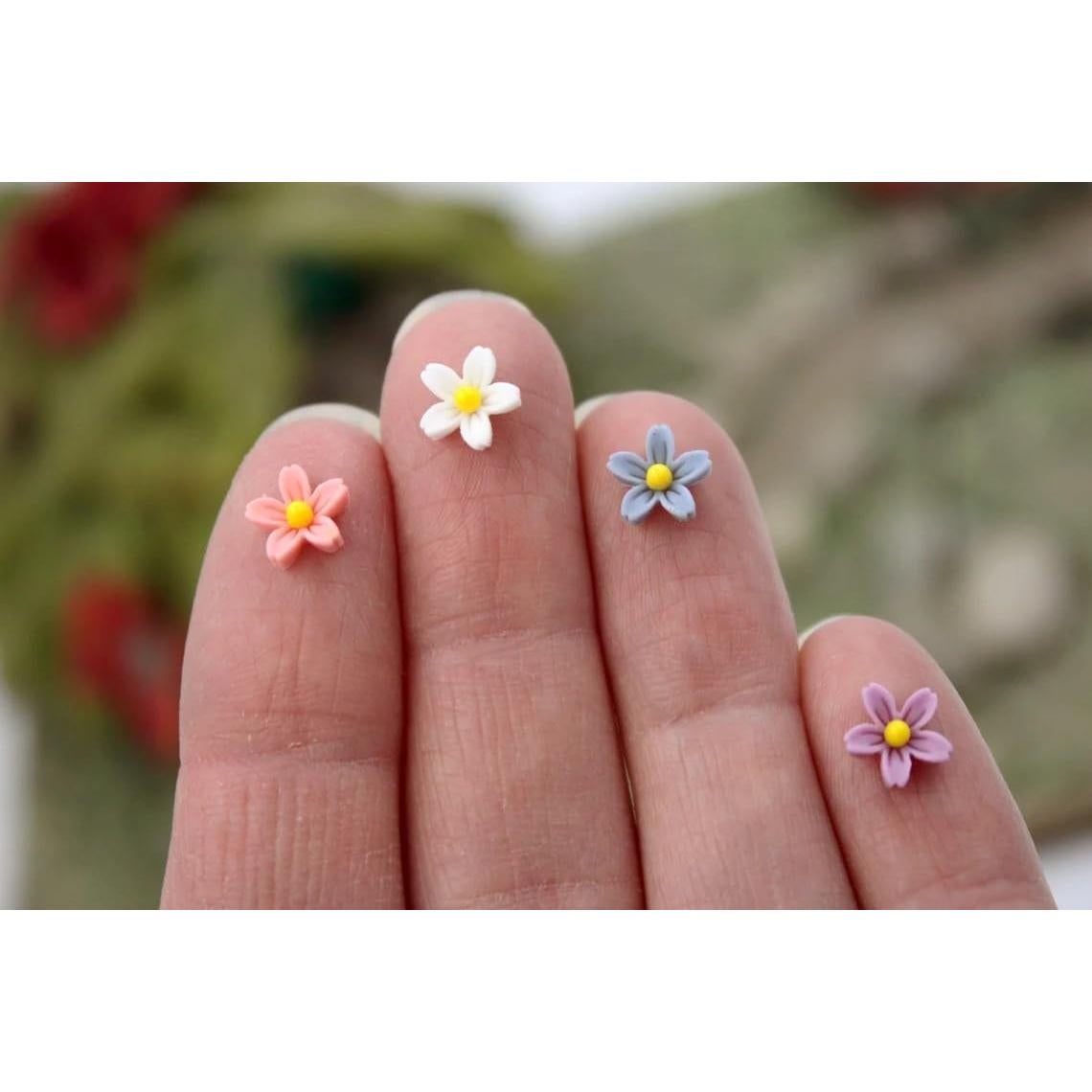 Micro Flores Margarita de Resina Peachcor - 50 Piezas para Jardín de Hadas