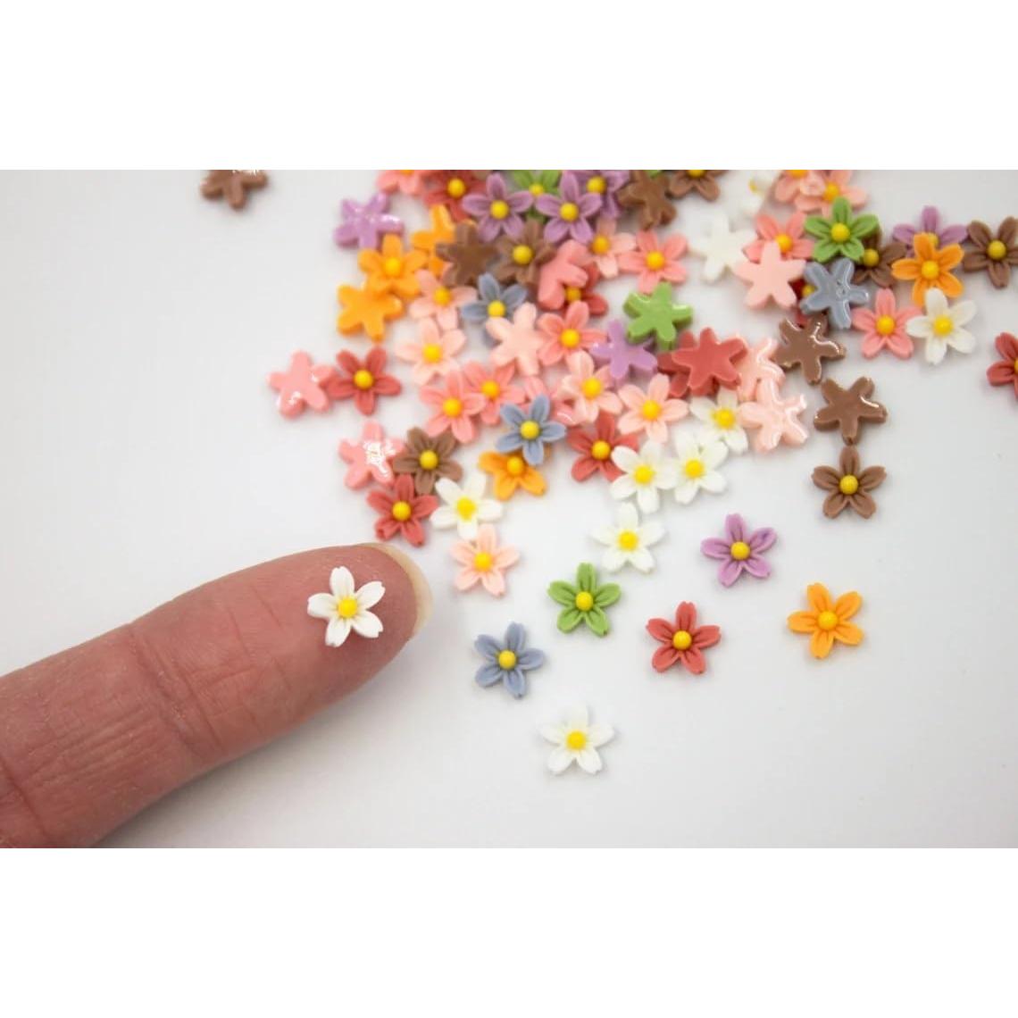 Micro Flores Margarita de Resina Peachcor - 50 Piezas para Jardín de Hadas