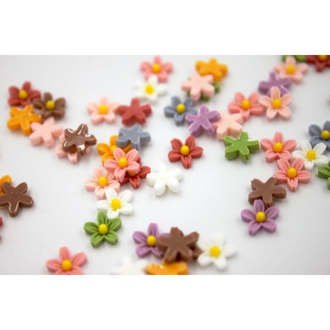 Micro Flores Margarita de Resina Peachcor - 50 Piezas para Jardín de Hadas