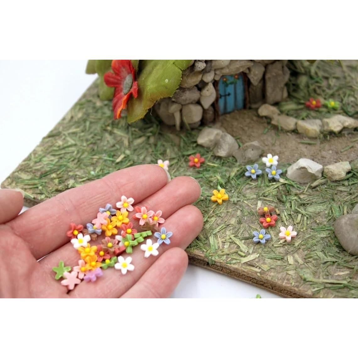 Micro Flores Margarita de Resina Peachcor - 50 Piezas para Jardín de Hadas