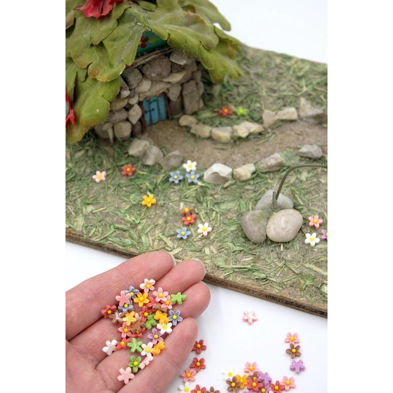 Micro Flores Margarita de Resina Peachcor - 50 Piezas para Jardín de Hadas