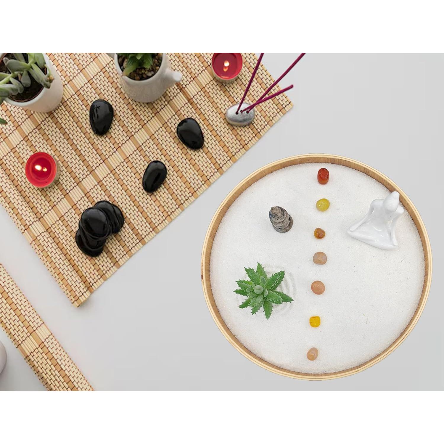 Set de Jardín Zen DAZIMOU Redondo con Arena y Rastrillo