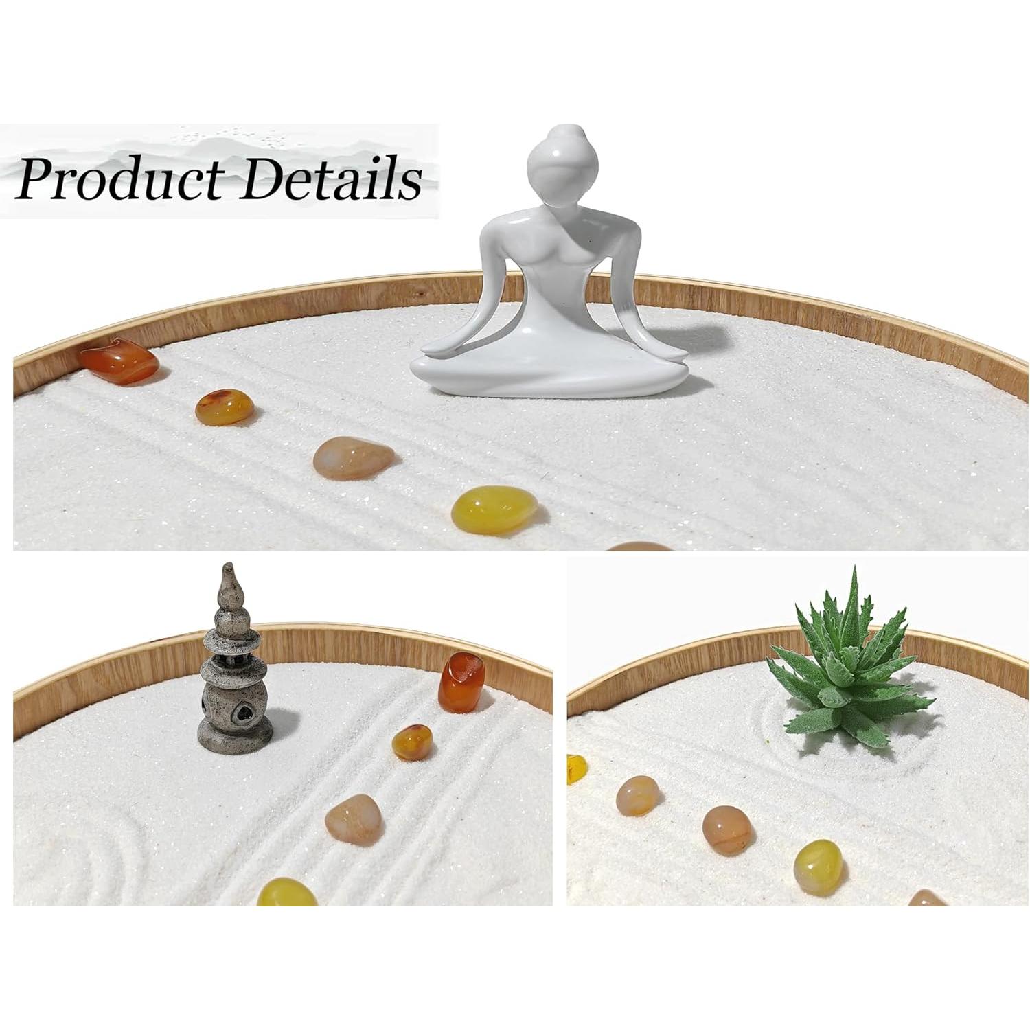 Set de Jardín Zen DAZIMOU Redondo con Arena y Rastrillo