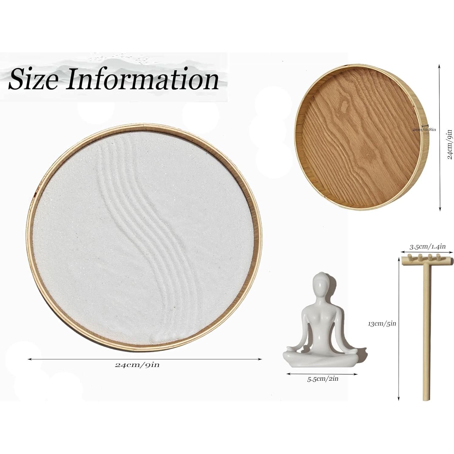 Set de Jardín Zen DAZIMOU Redondo con Arena y Rastrillo