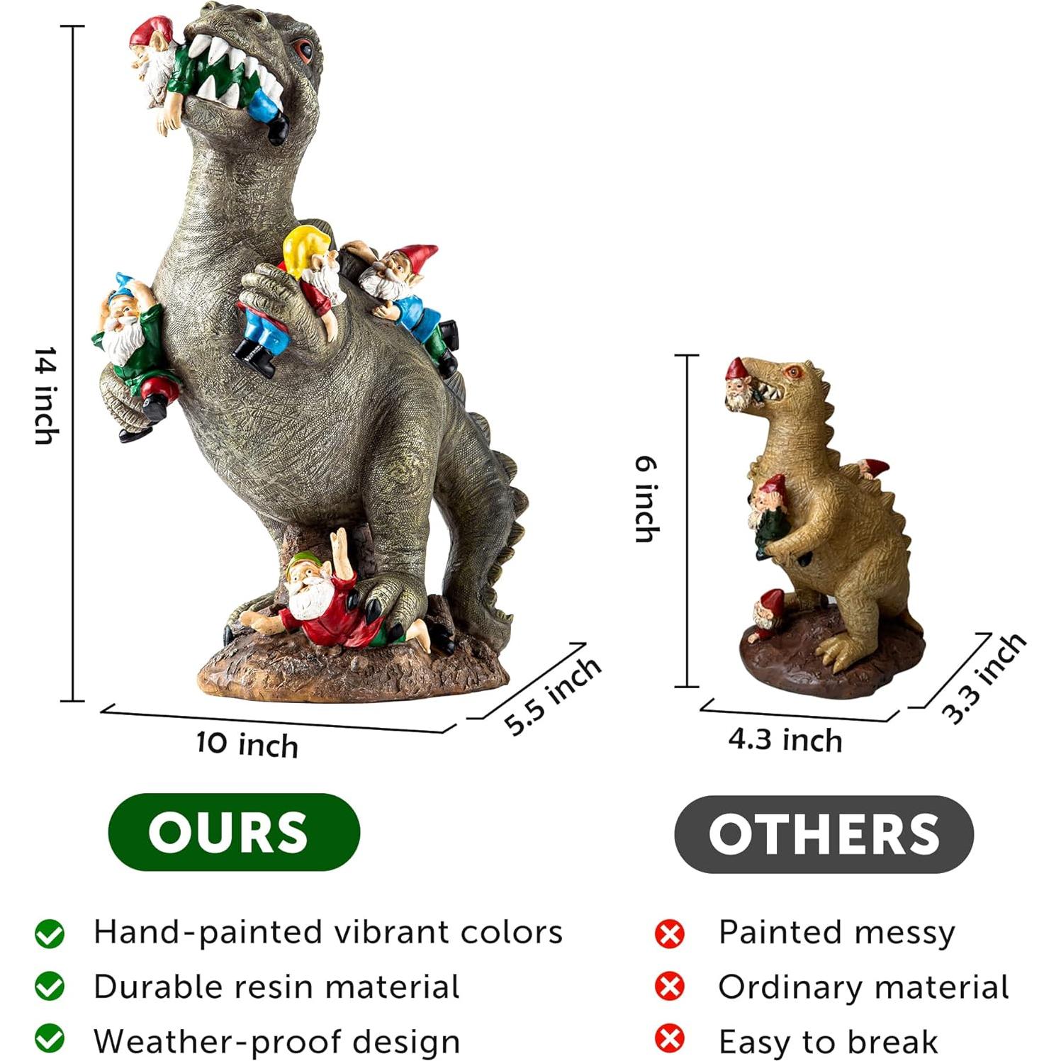 Estatua de Gnomo Dinosaurio SOWSUN 36 cm Resina Decorativa