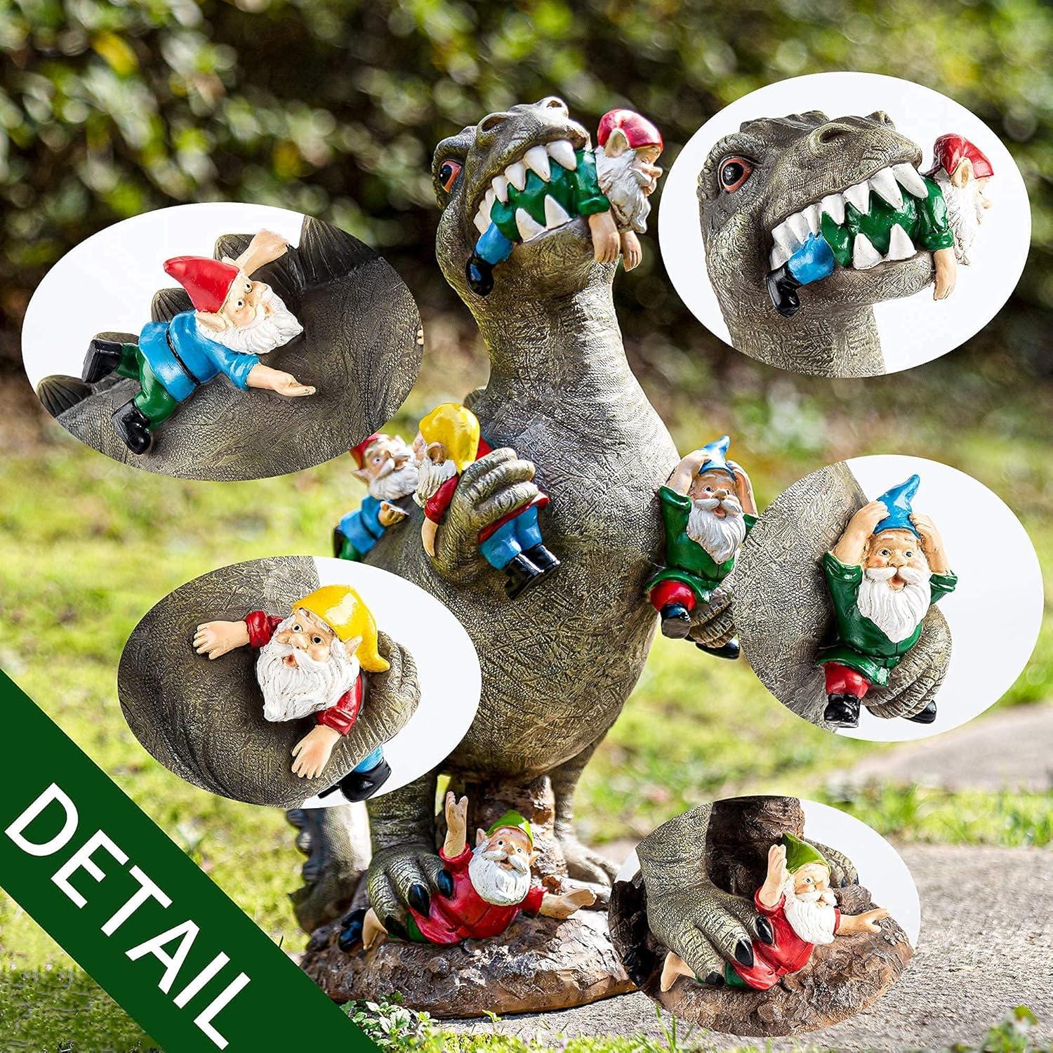 Estatua de Gnomo Dinosaurio SOWSUN 36 cm Resina Decorativa