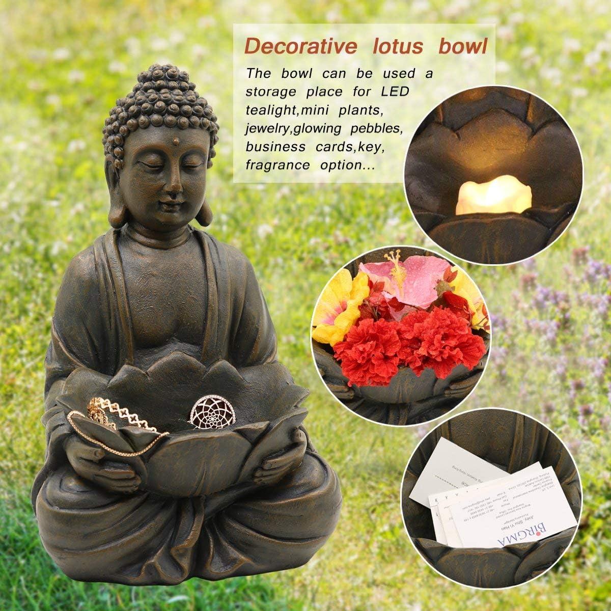 Estatua de Buda Meditador 30.48 cm Goodeco con Loto y Piedras