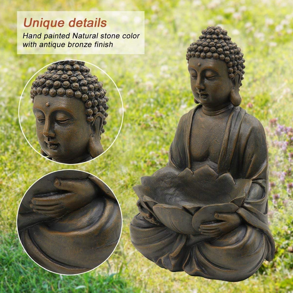 Estatua de Buda Meditador 30.48 cm Goodeco con Loto y Piedras