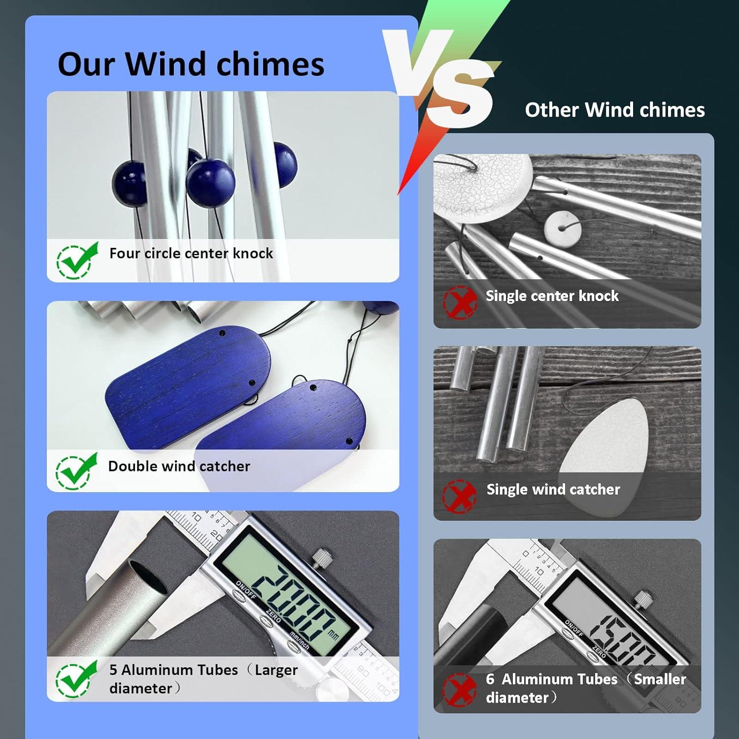 Campanas de Viento Aoedelyart 96.5 cm Plata para Jardín