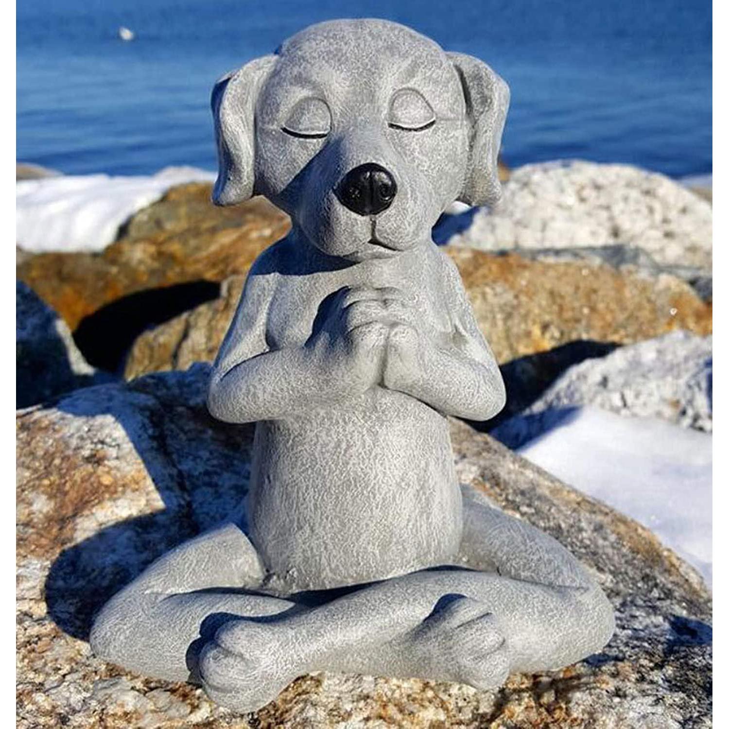 Estatua Perro Zen Meditador Jxueych 12 cm Jardín Hadas