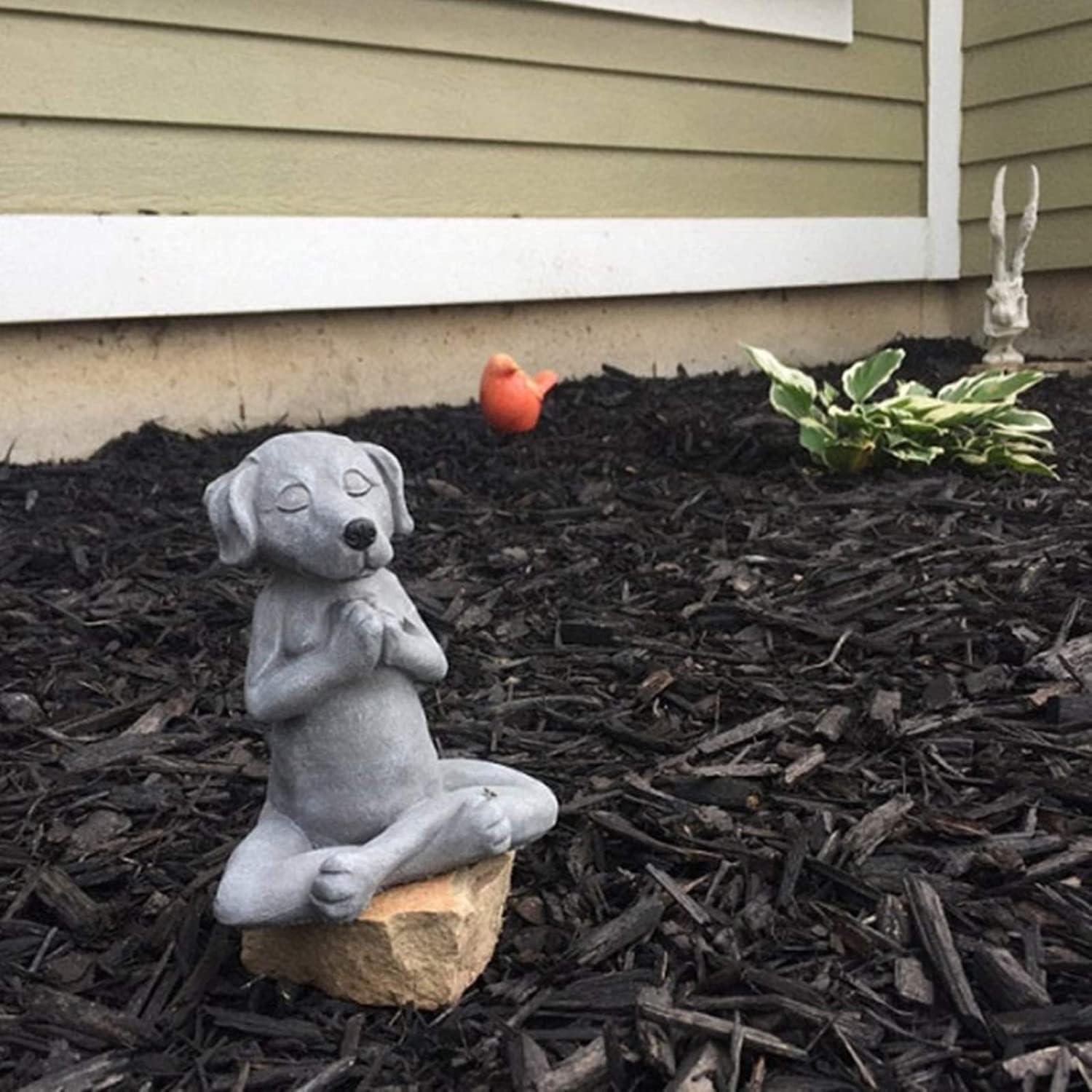 Estatua Perro Zen Meditador Jxueych 12 cm Jardín Hadas