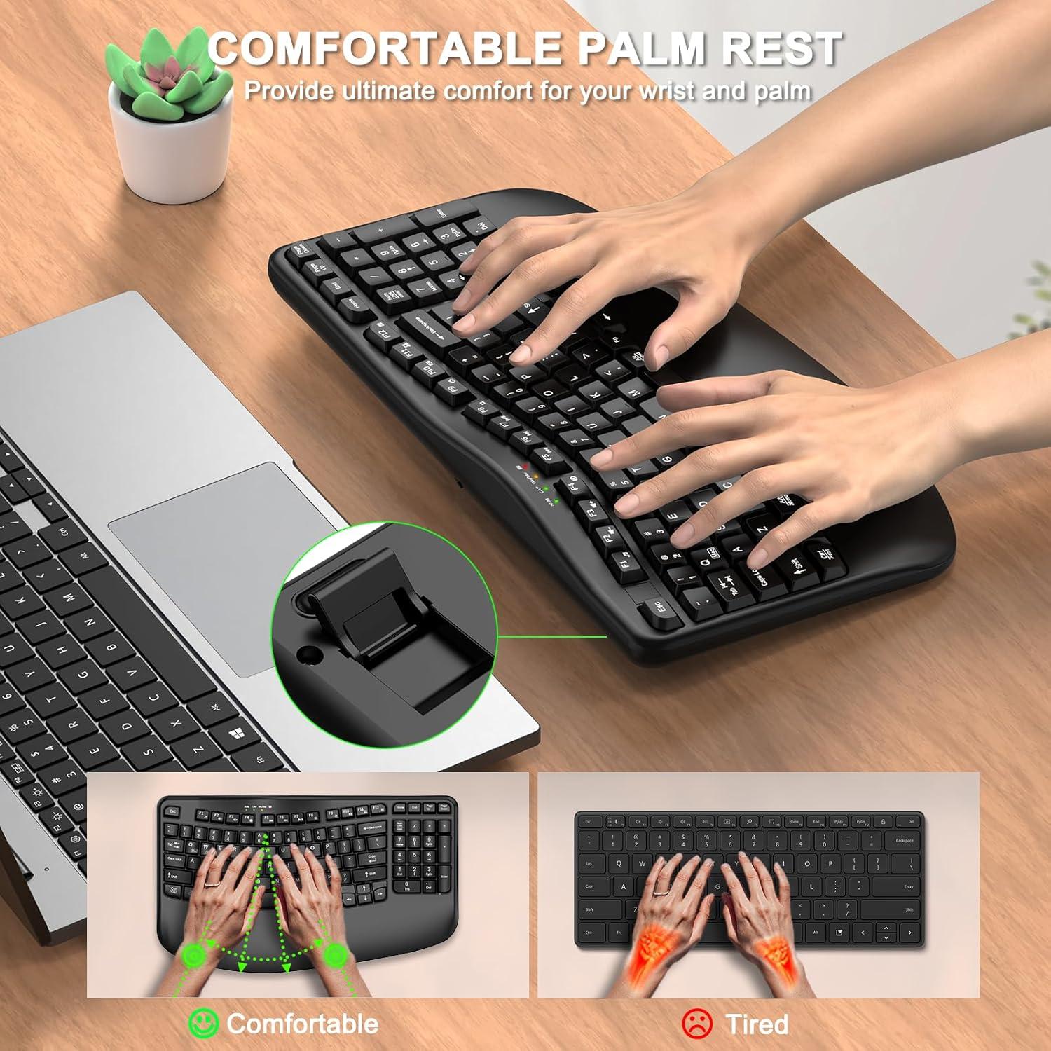 Teclado Inalámbrico Ergonómico EDJO K299 con Reposamuñecas