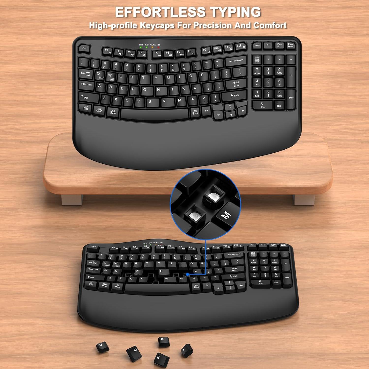 Teclado Inalámbrico Ergonómico EDJO K299 con Reposamuñecas