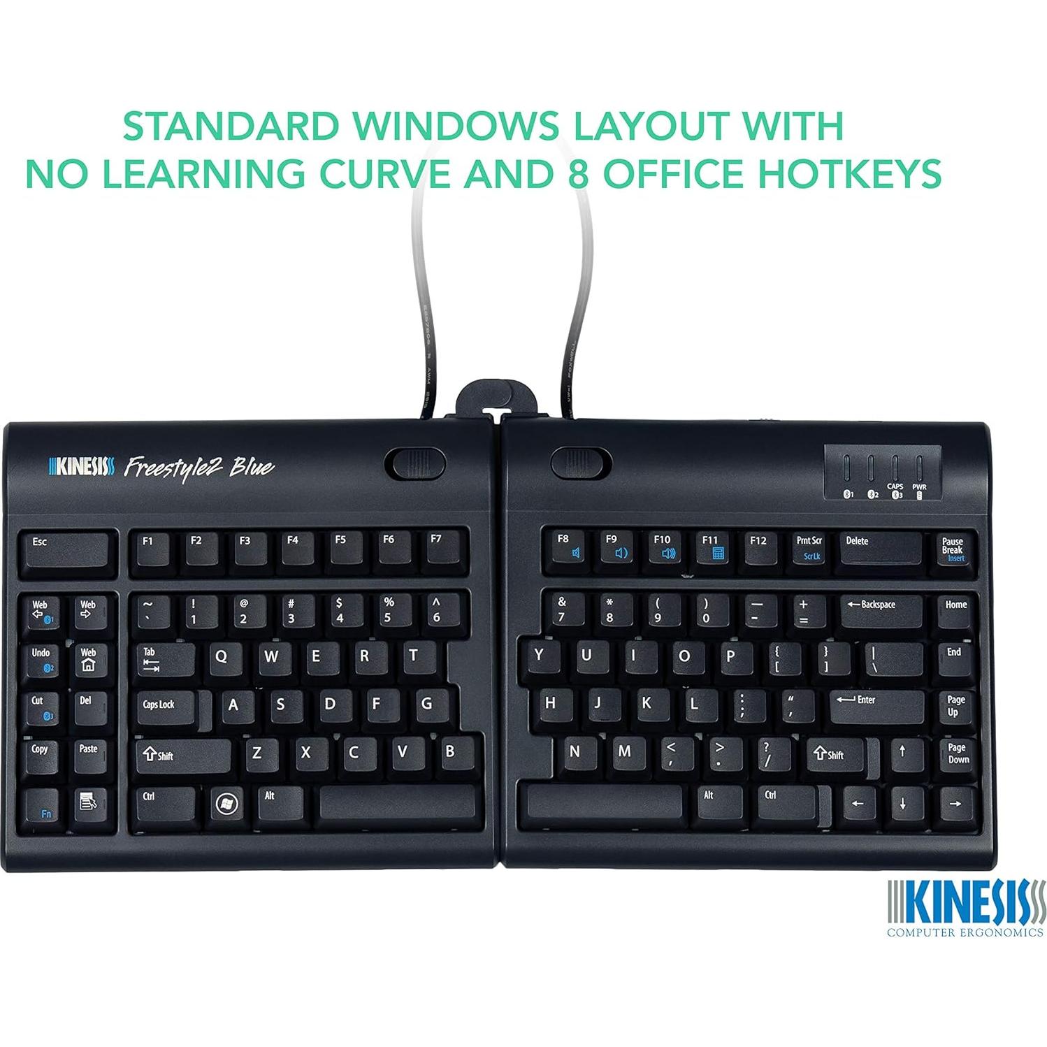 Teclado Ergonómico Inalámbrico Kinesis Freestyle2 Azul 22.86 cm