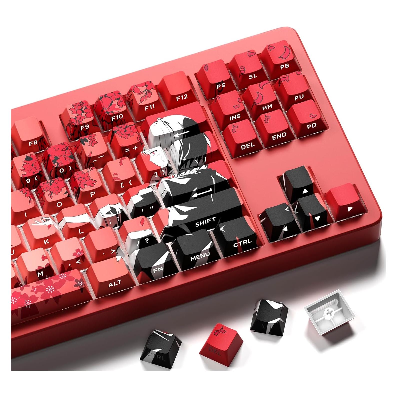 Conjunto de Teclas PBT Anime Japonés Hkfos 131 Teclas RGB