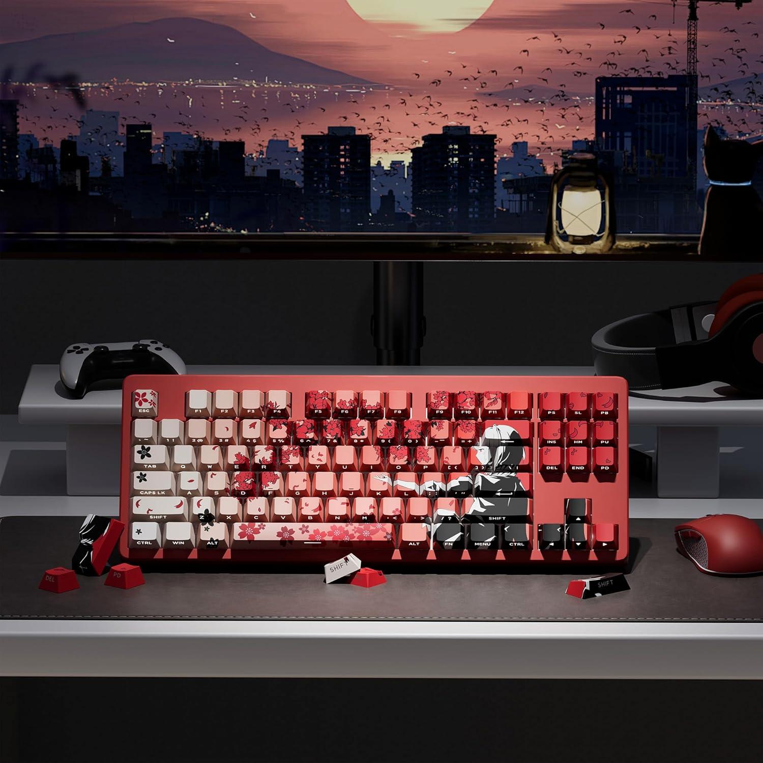 Conjunto de Teclas PBT Anime Japonés Hkfos 131 Teclas RGB