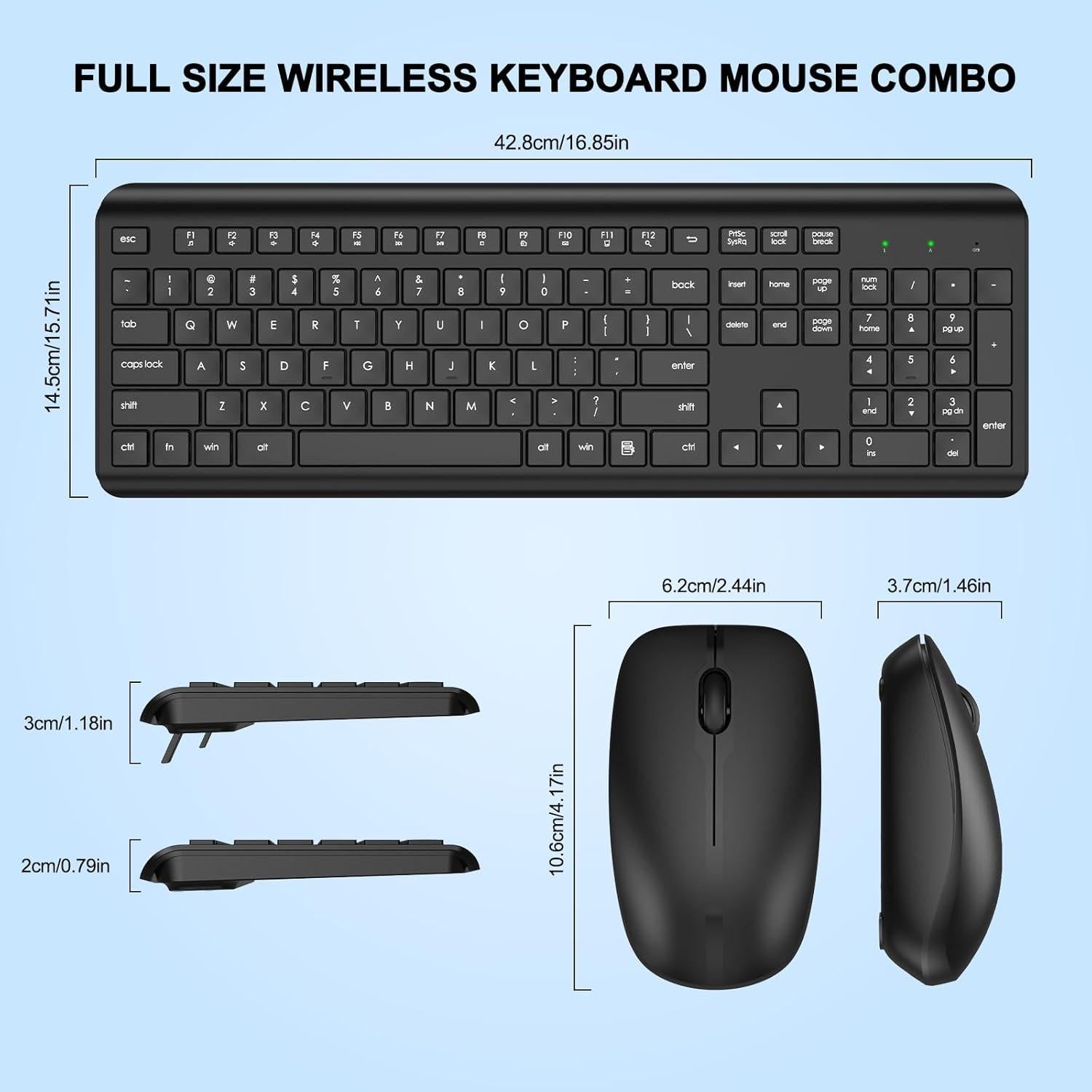 Combo Teclado y Ratón Inalámbricos EDJO Ergonómico Negro