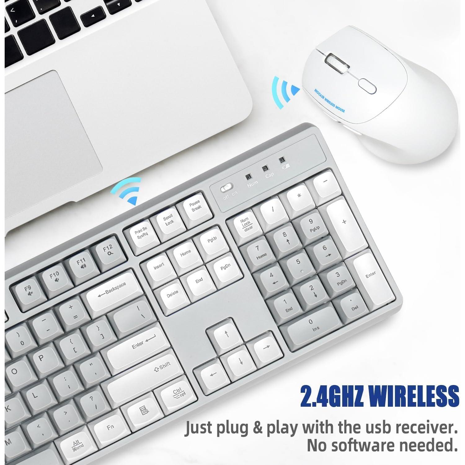 Combo Teclado y Ratón Inalámbrico RECCAZR con Reposamuñecas