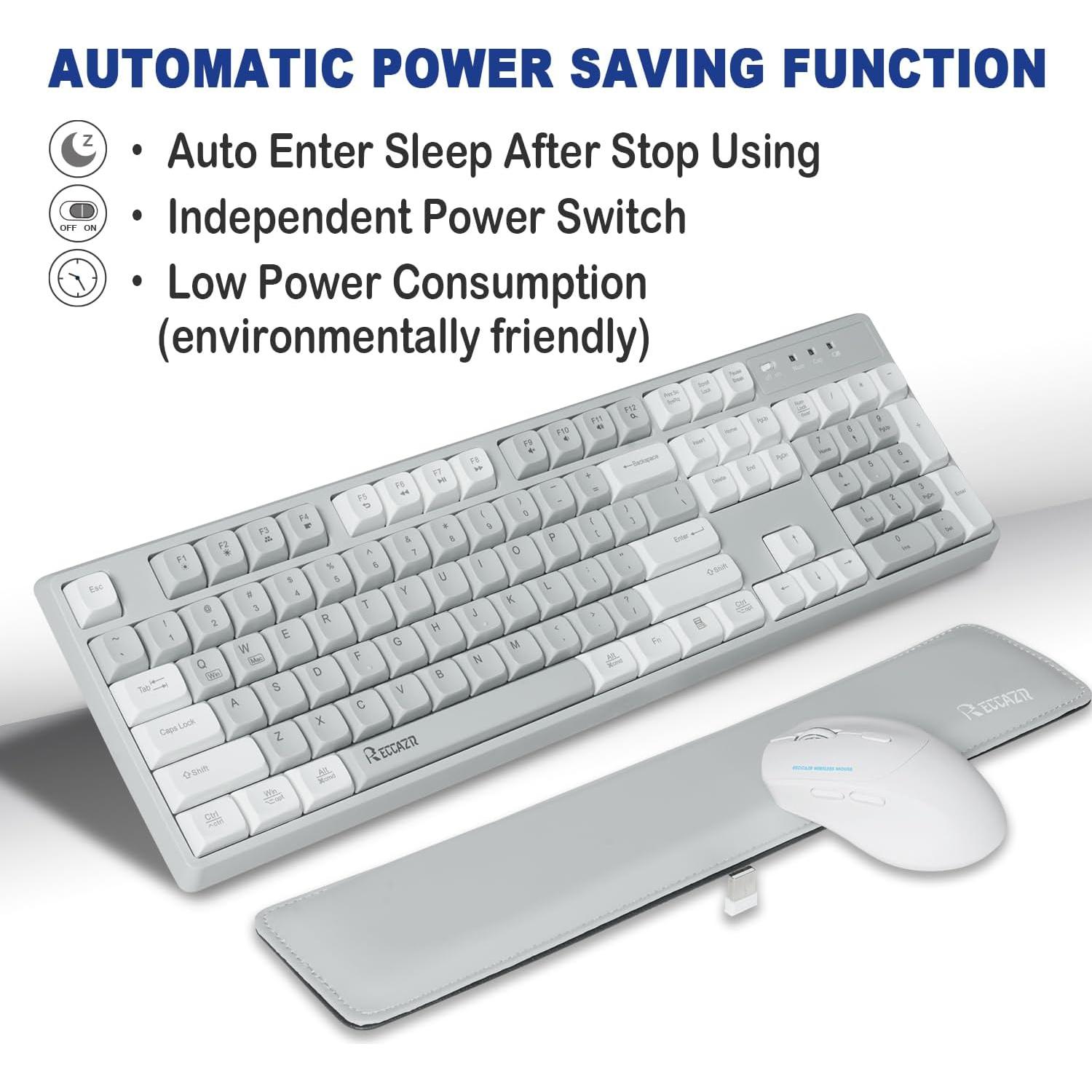 Combo Teclado y Ratón Inalámbrico RECCAZR con Reposamuñecas