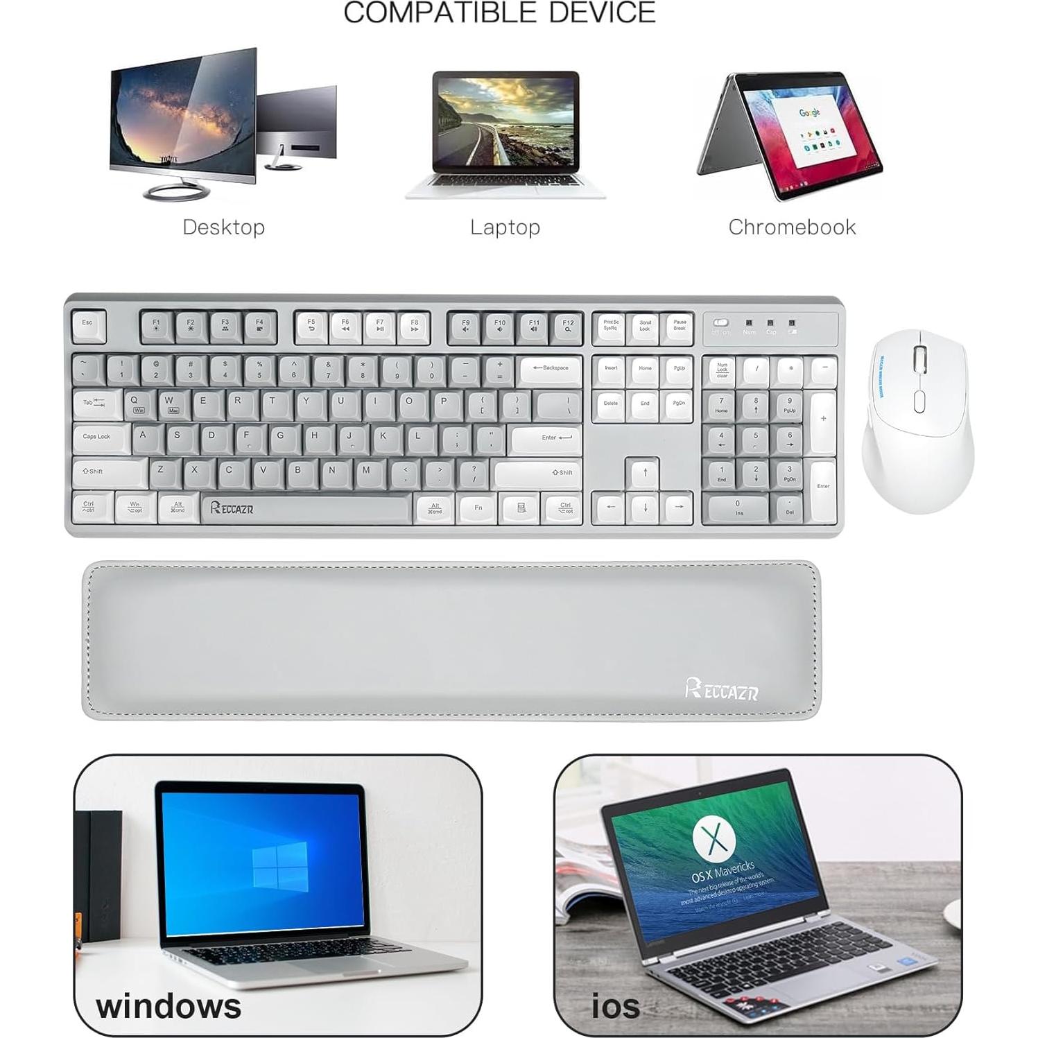 Combo Teclado y Ratón Inalámbrico RECCAZR con Reposamuñecas