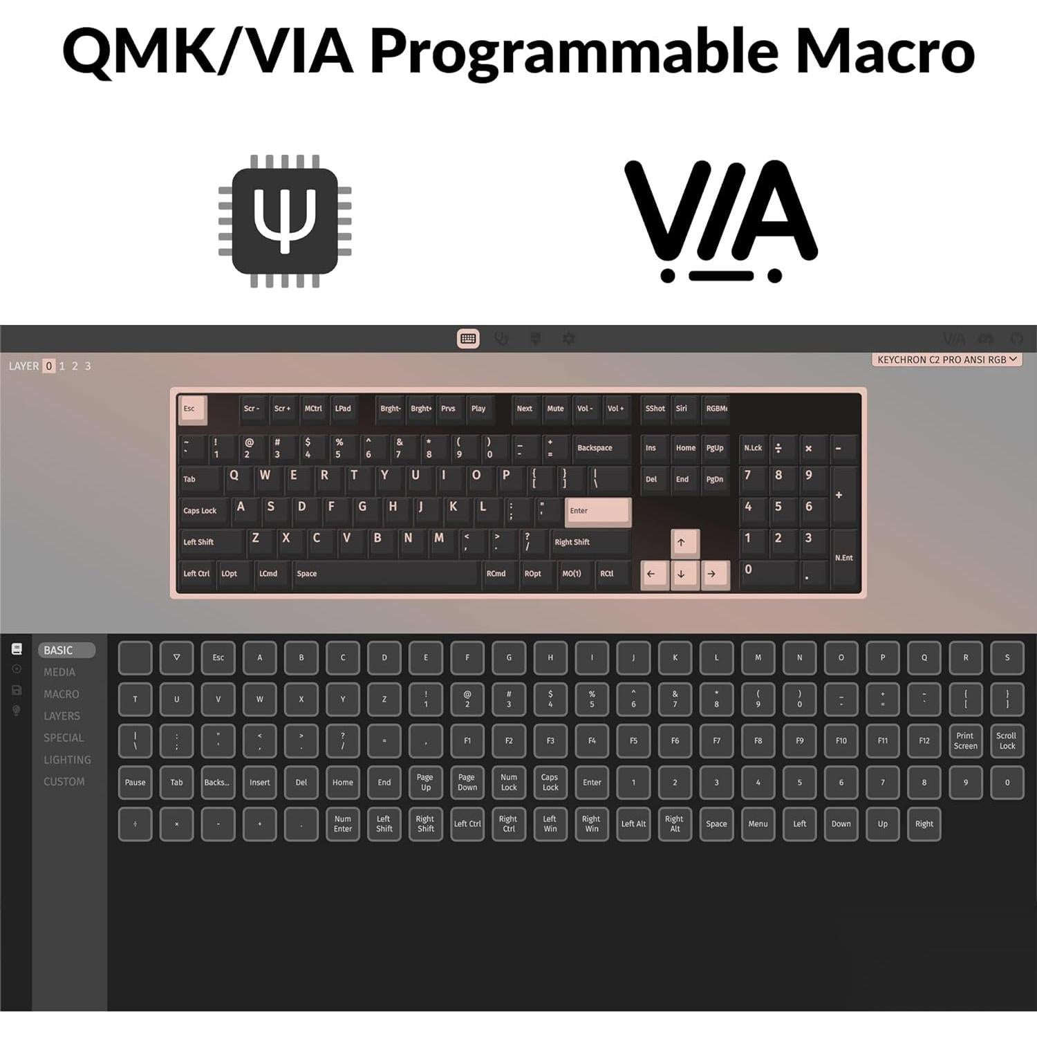 Teclado Mecánico Keychron C2 Pro QMK/VIA Retroiluminado Blanco