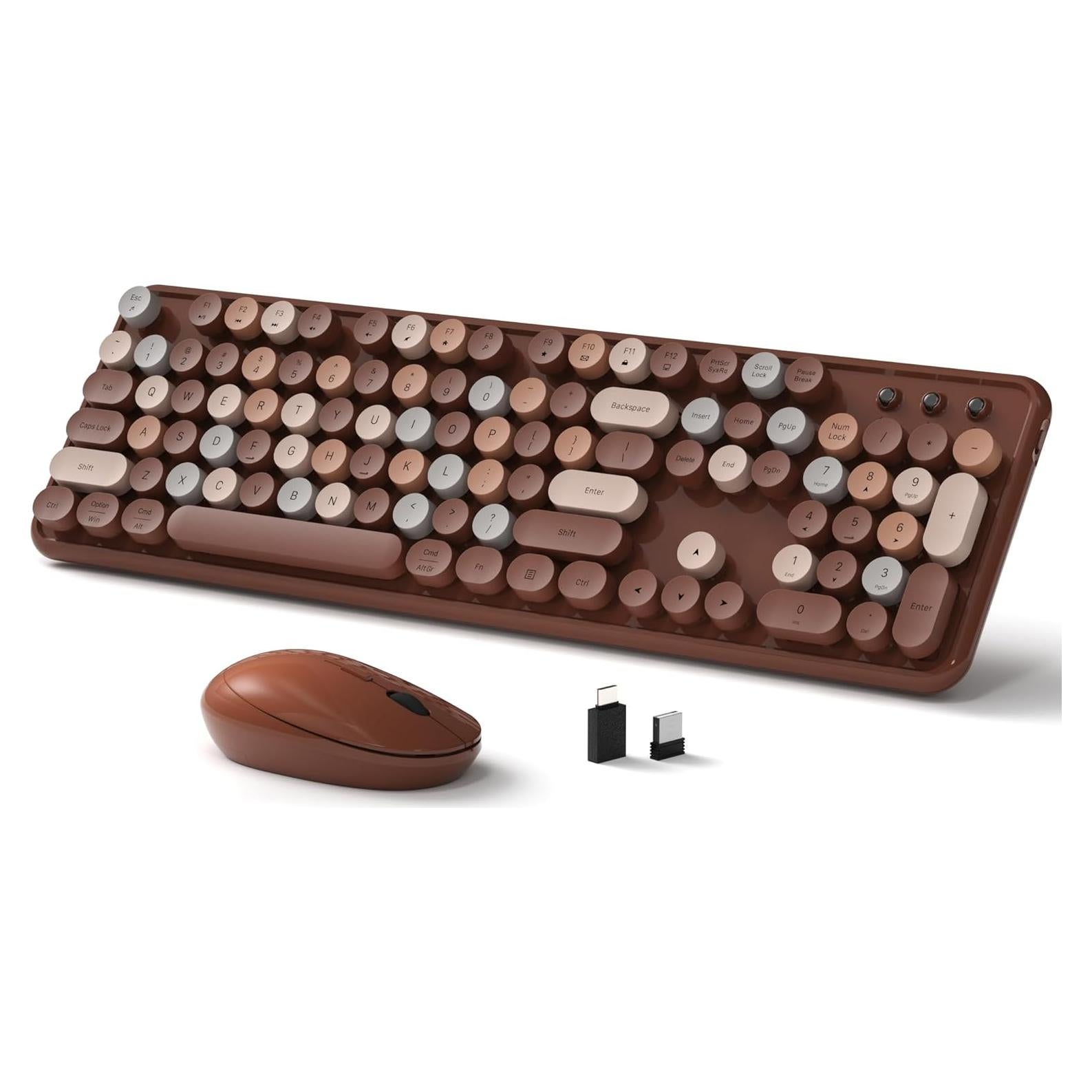 Teclado y Ratón Inalámbricos Retro Dongguan S801AG-C Color Café