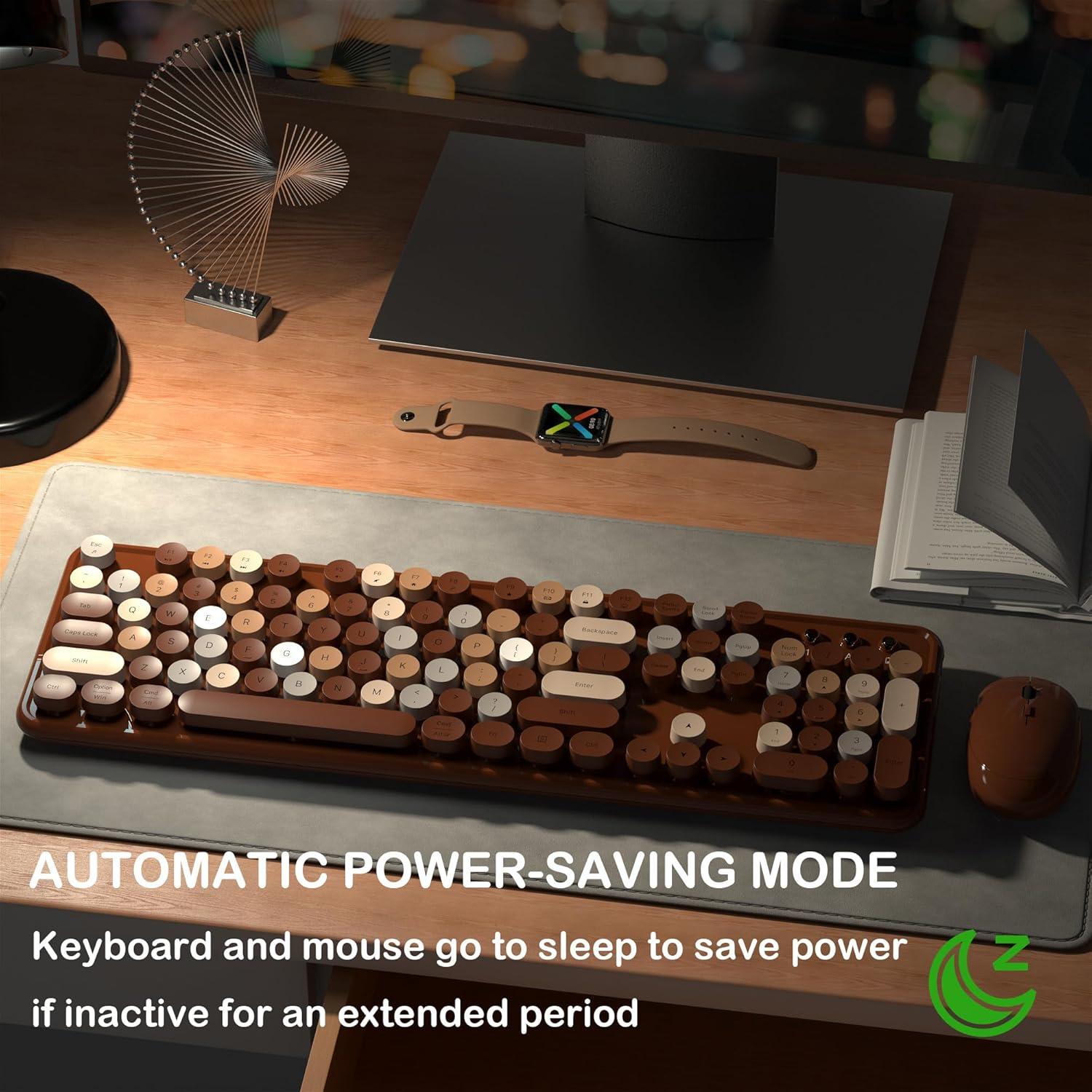 Teclado y Ratón Inalámbricos Retro Dongguan S801AG-C Color Café